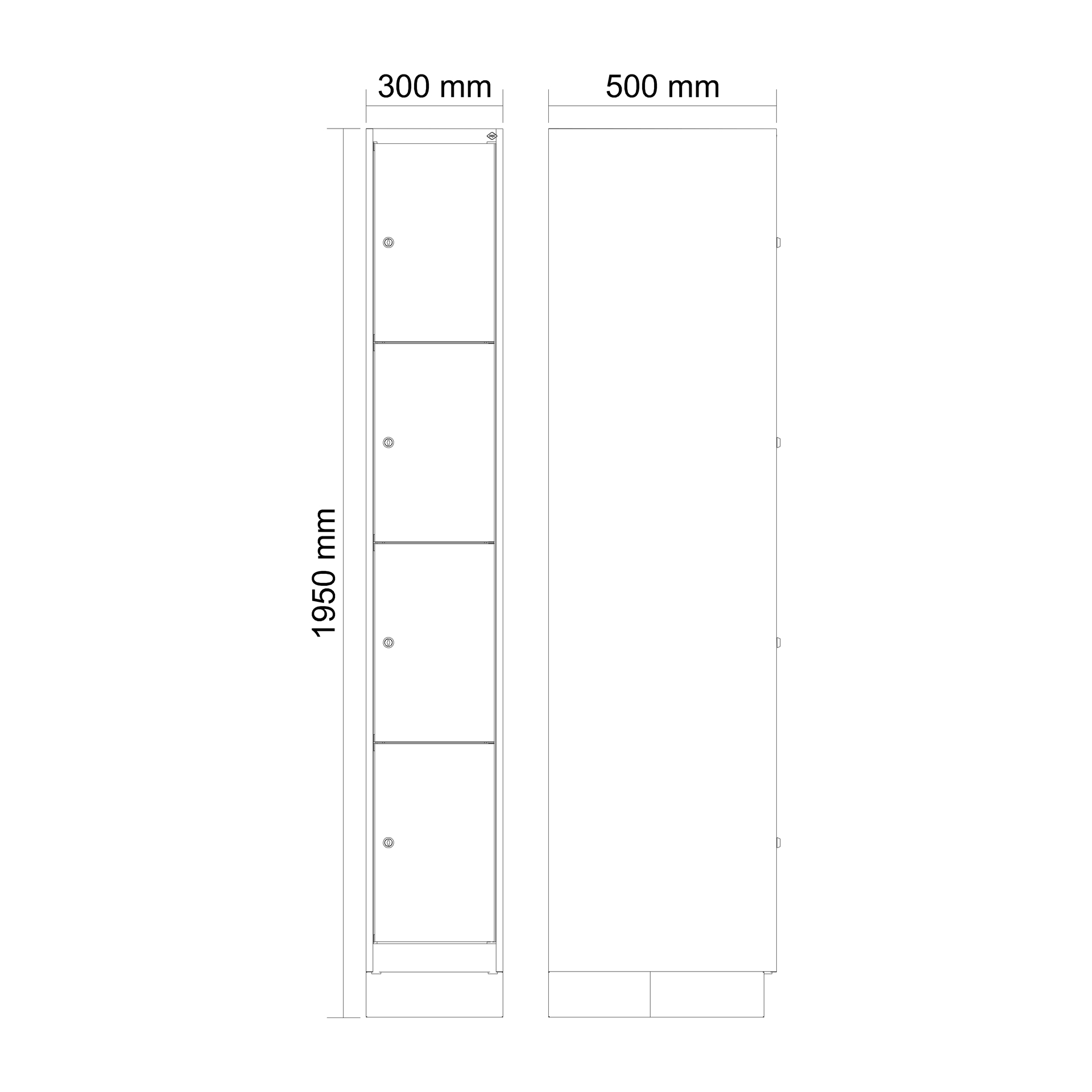 C+P Schlie�fachschrank Evolo PLUS, Sockel, 4 F�cher, 1950x300x500mm