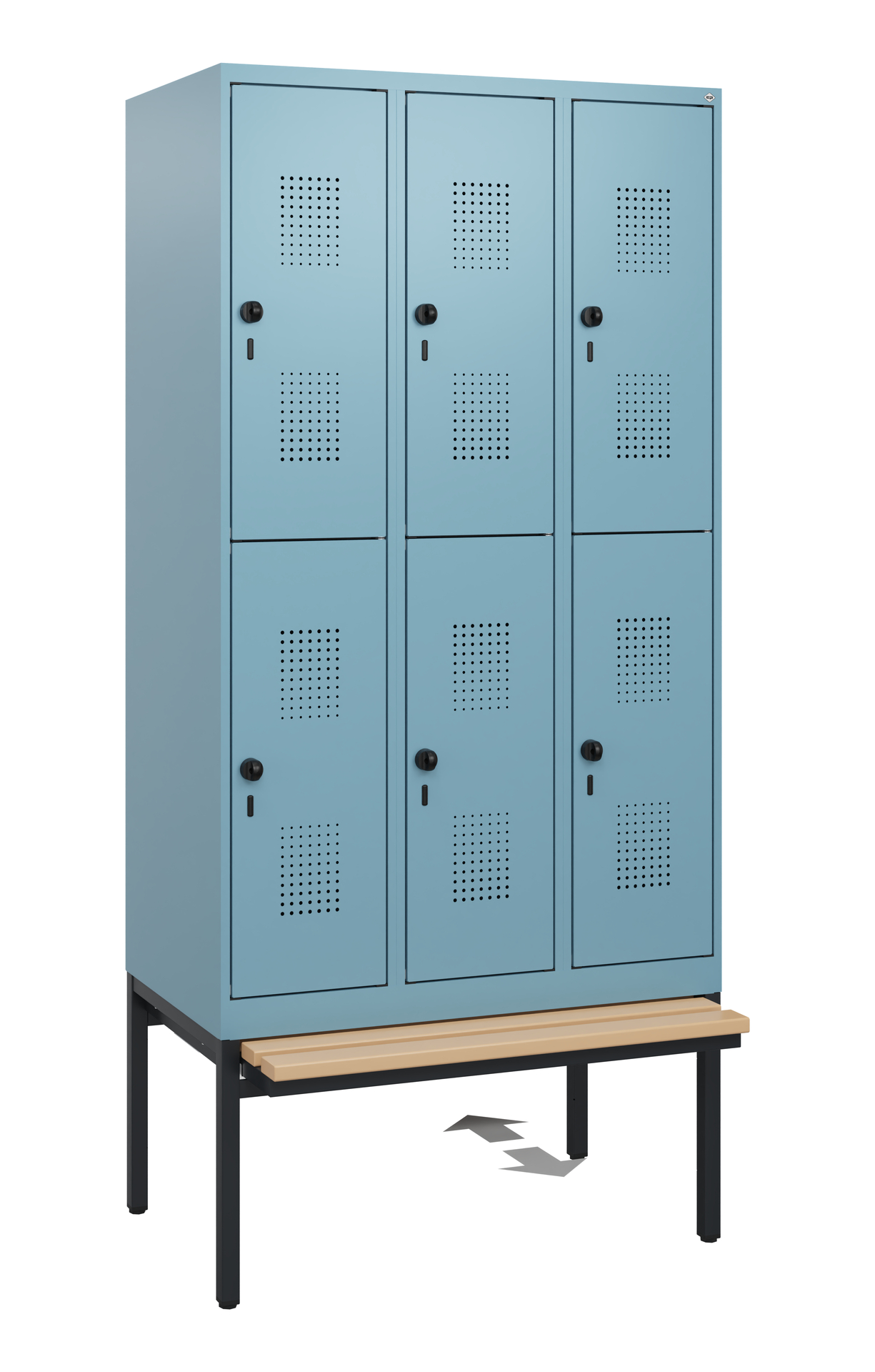 C+P Doppelstöckiger Spind Evolo PLUS, 6 Fächer, 1950x900x815mm