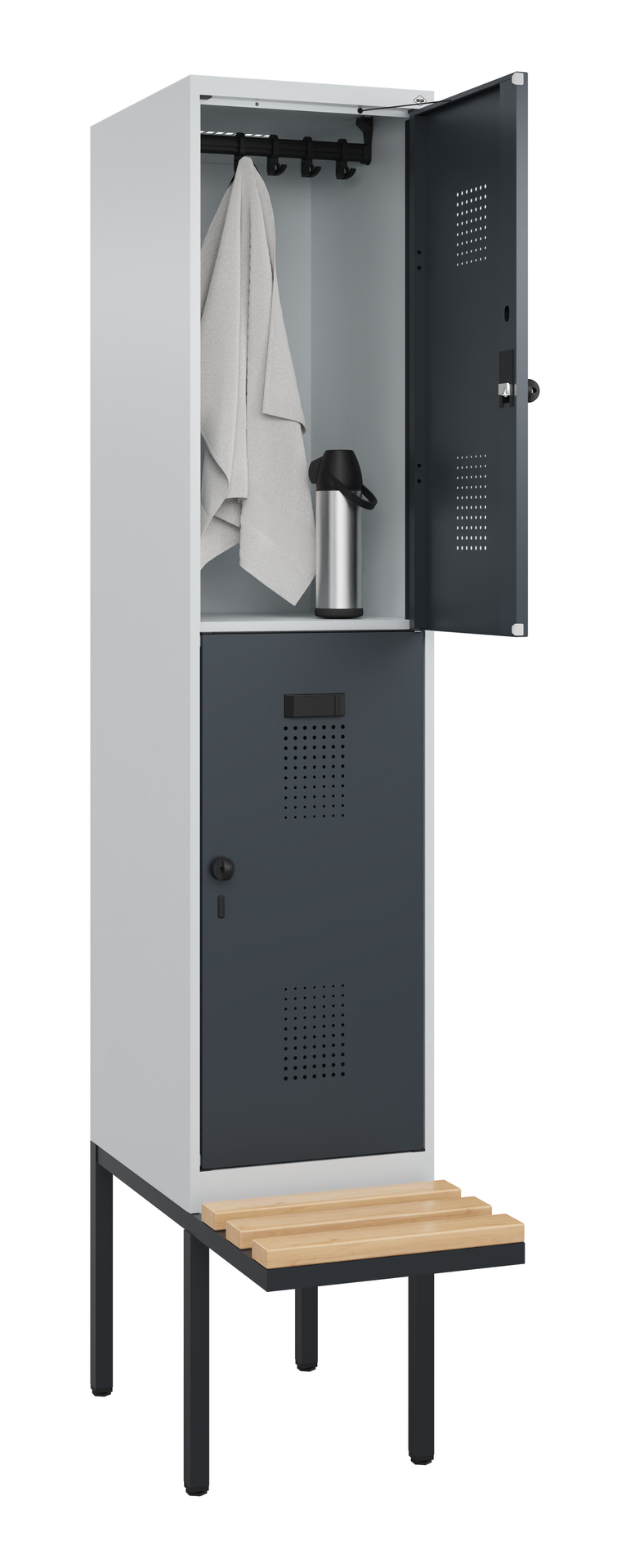 C+P Doppelstock-Spind Evolo PLUS, Bank, 2 Fächer, 
