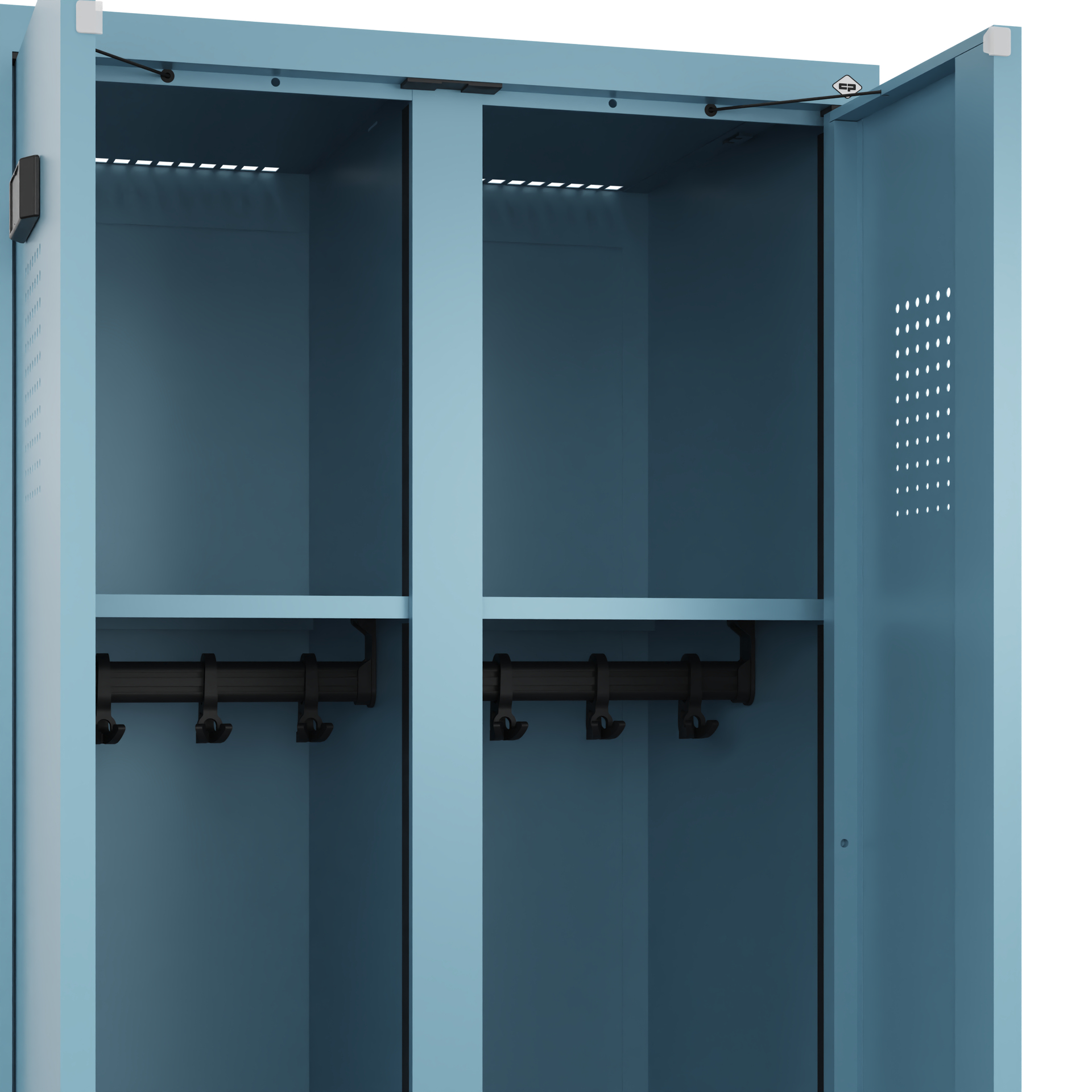 C+P Schwarz-Weiß-Spind Evolo PLUS, Bank, 2 Abteile, 2120x600x815mm