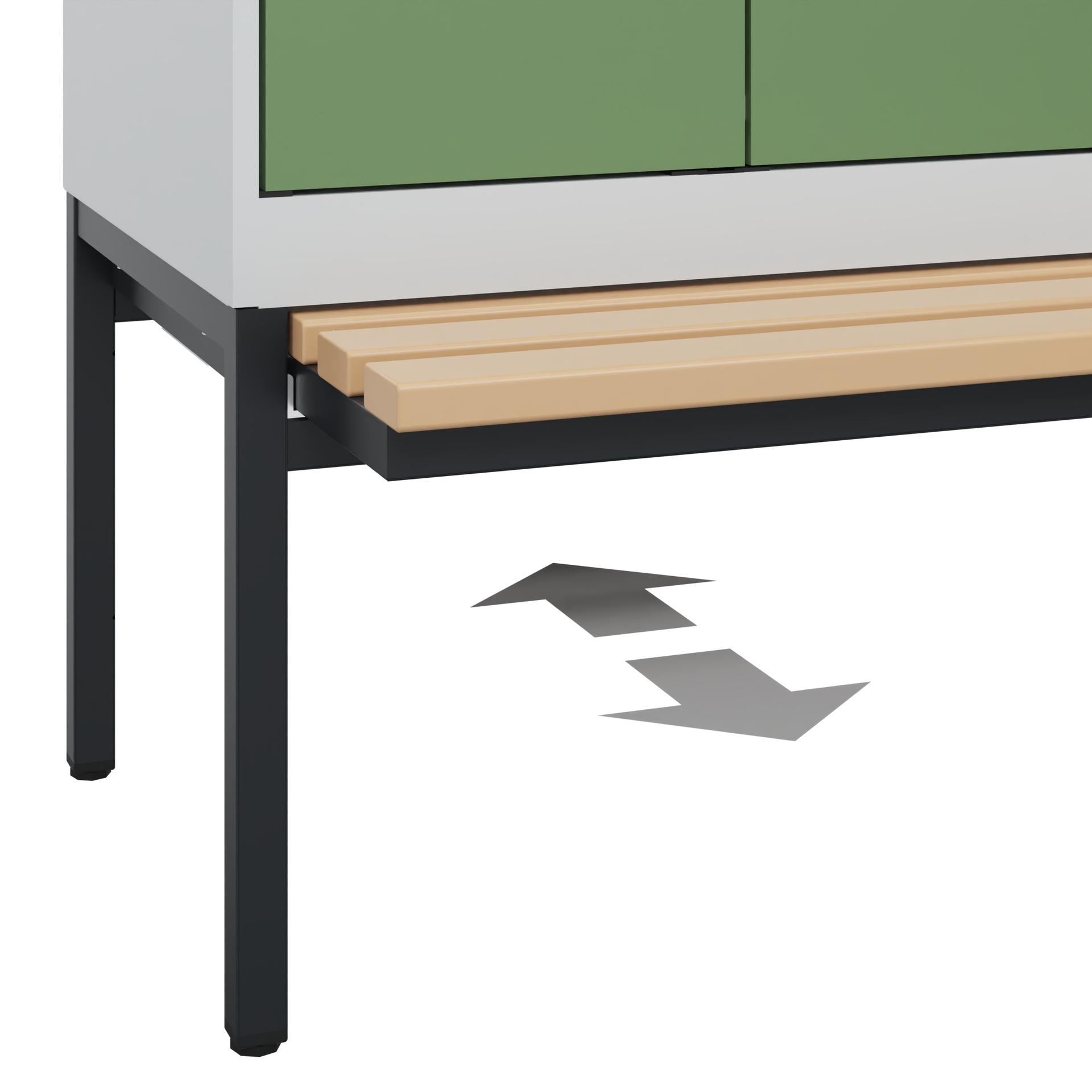 C+P PSA Schwarz-Weiß-Spind Evolo PLUS, Bank, 4 Abteile, 2120x1200x815mm