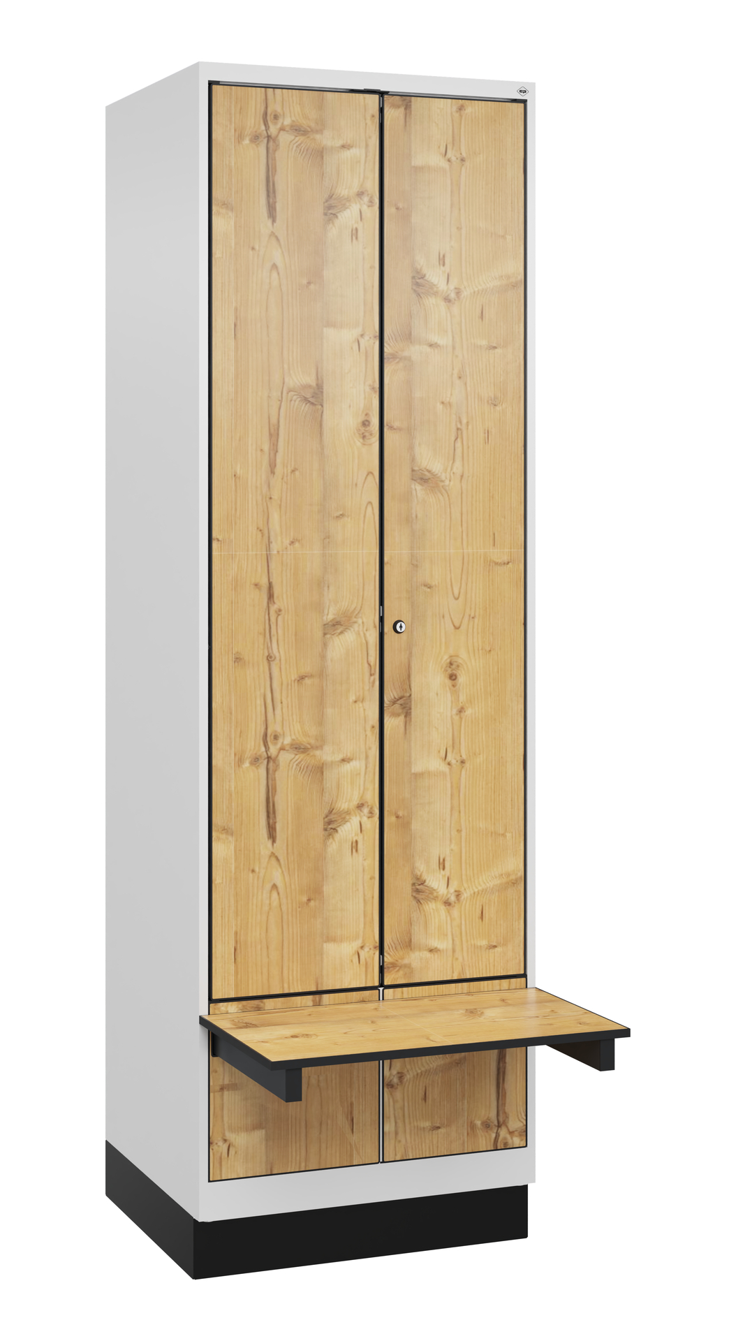 C+P PSA Schwarz-Wei�-Spind Evolo PLUS, Bank, 2 Abteile, 1950x600x815mm