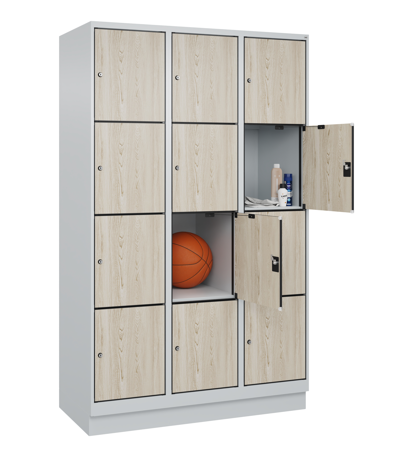 C+P Schlie�fachschrank Evolo PLUS, Sockel, 12 F�cher, 1950x1200x500mm