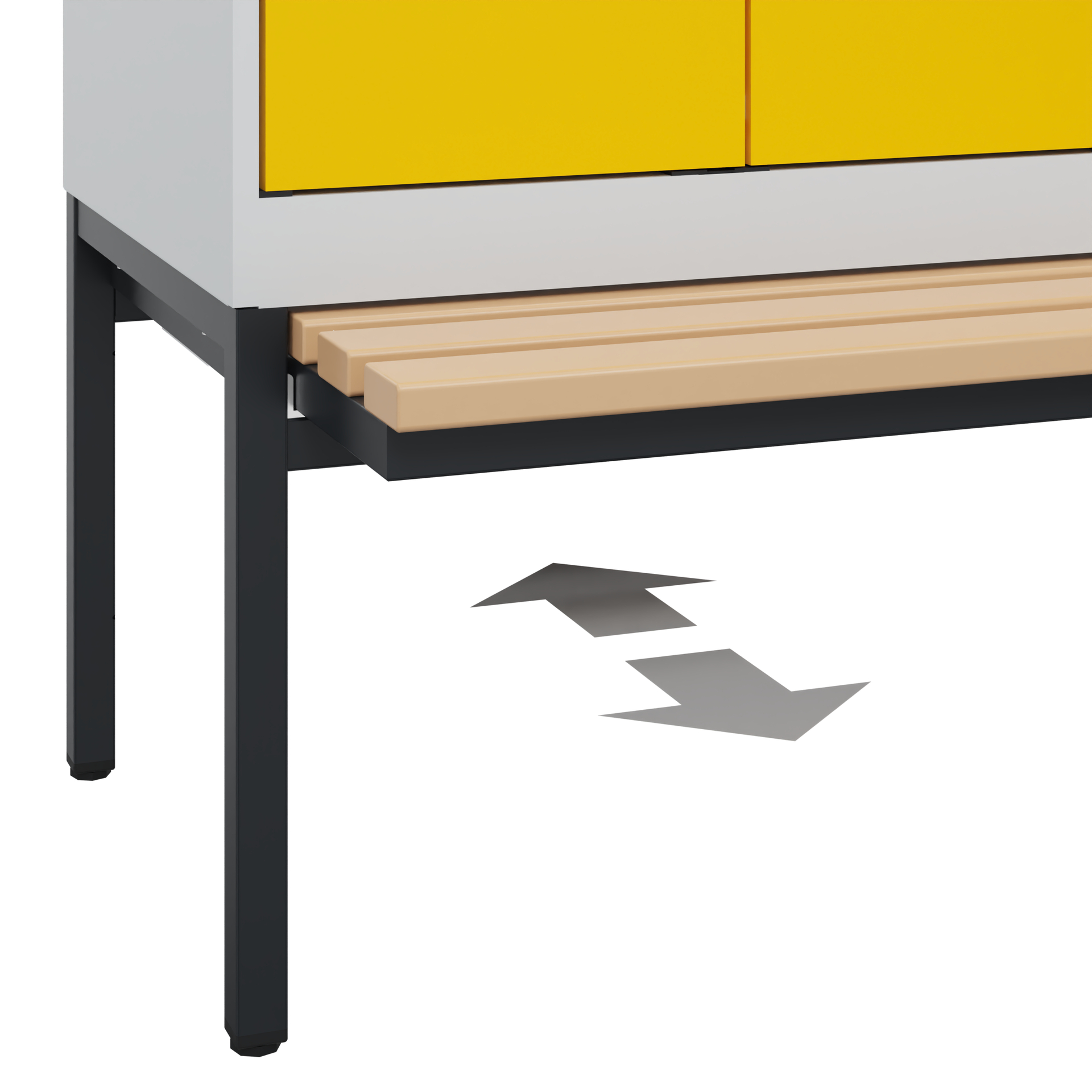 C+P PSA Schwarz-Weiß-Spind Evolo PLUS, Bank, 2 Abteile, 2120x600x815mm