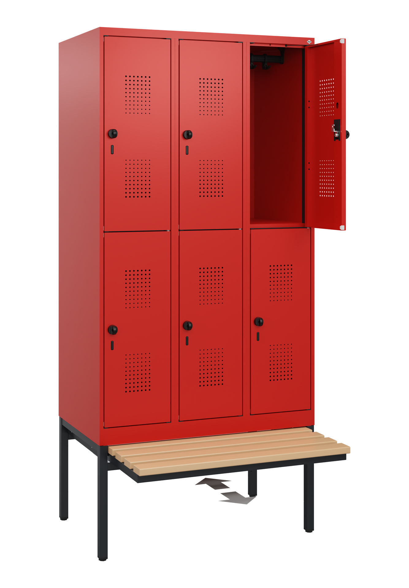 C+P Doppelstöckiger Spind Evolo PLUS, 6 Fächer, 1950x900x815mm