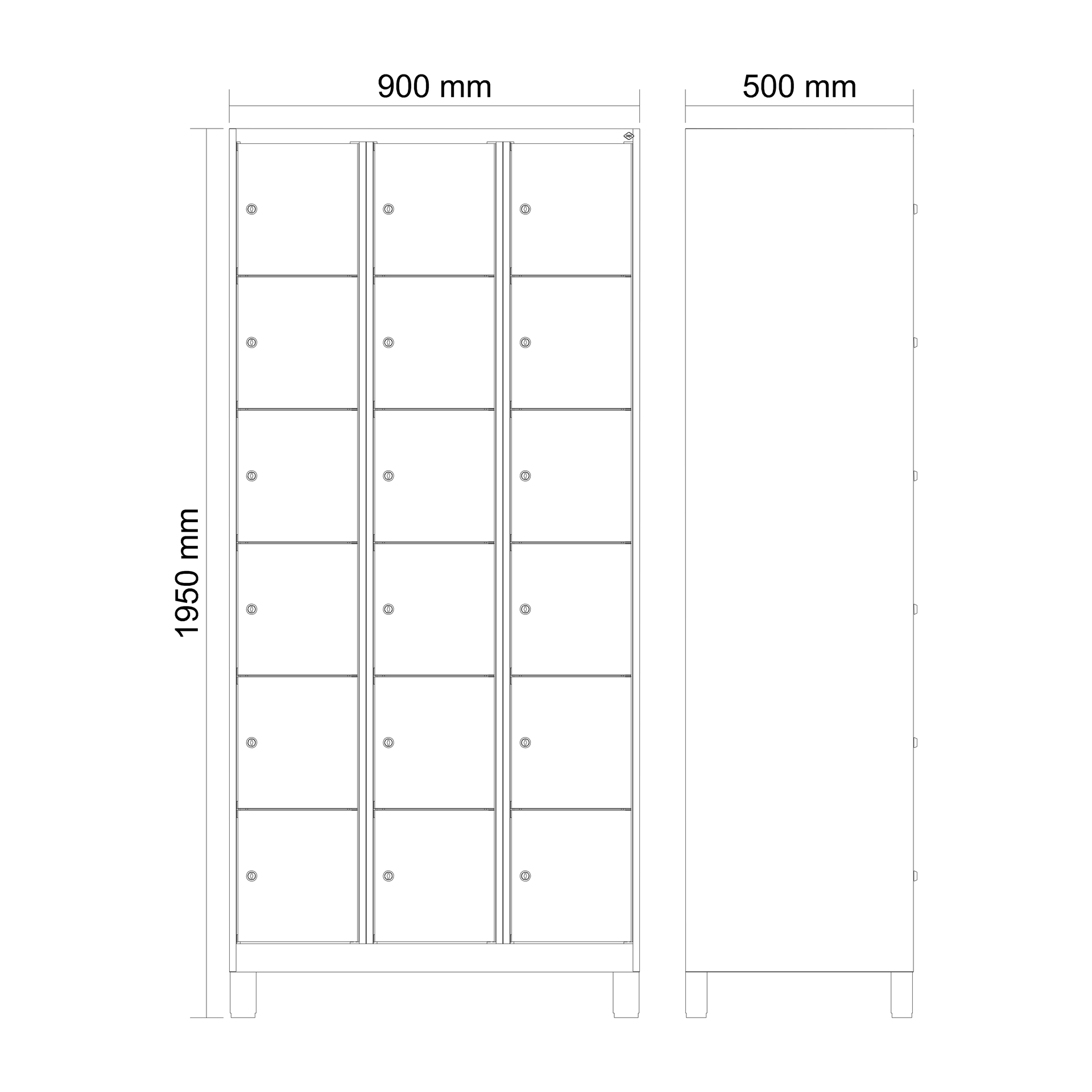 C+P Schlie�fachschrank Evolo PLUS, F��e, 18 F�cher, 1950x900x500mm