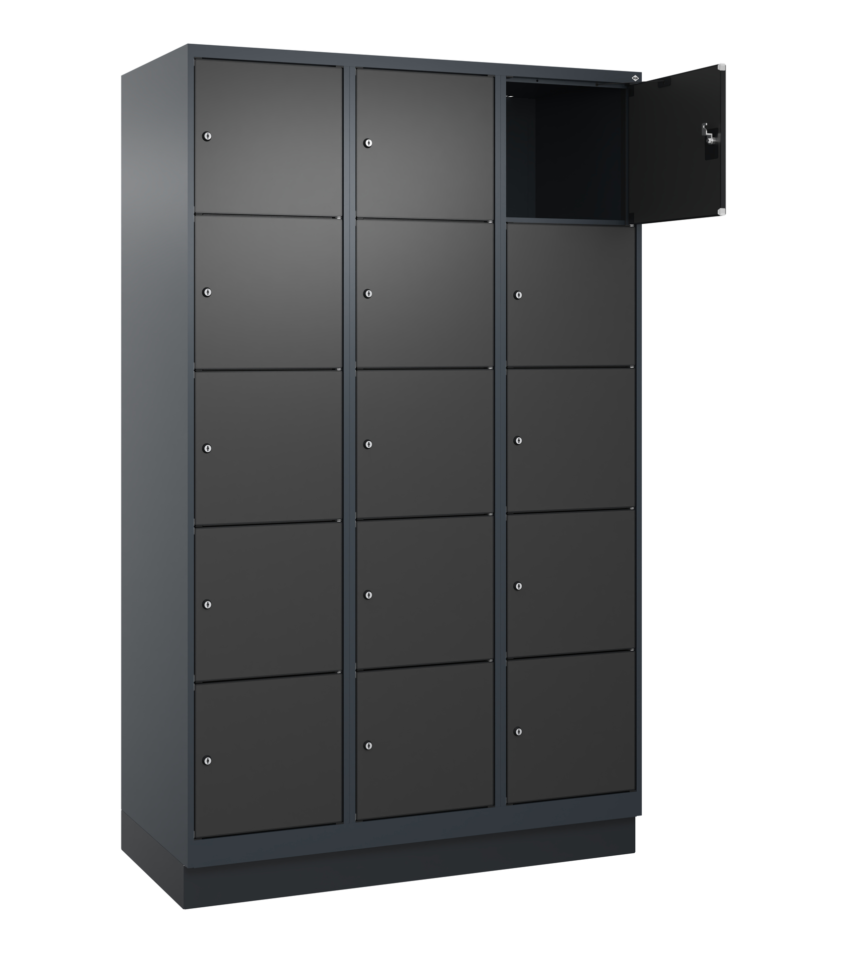 C+P Schlie�fachschrank Evolo PLUS, Sockel, 15 F�cher, 1950x1200x500mm