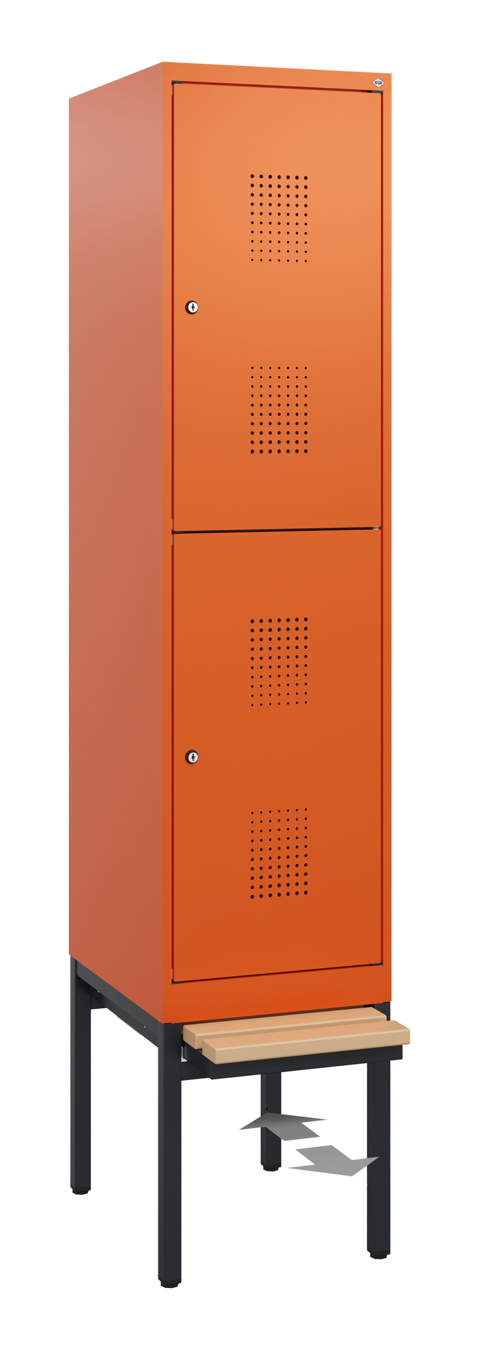 C+P Doppelstöckiger Spind Evolo PLUS, 2 Fächer, 1950x400x815mm