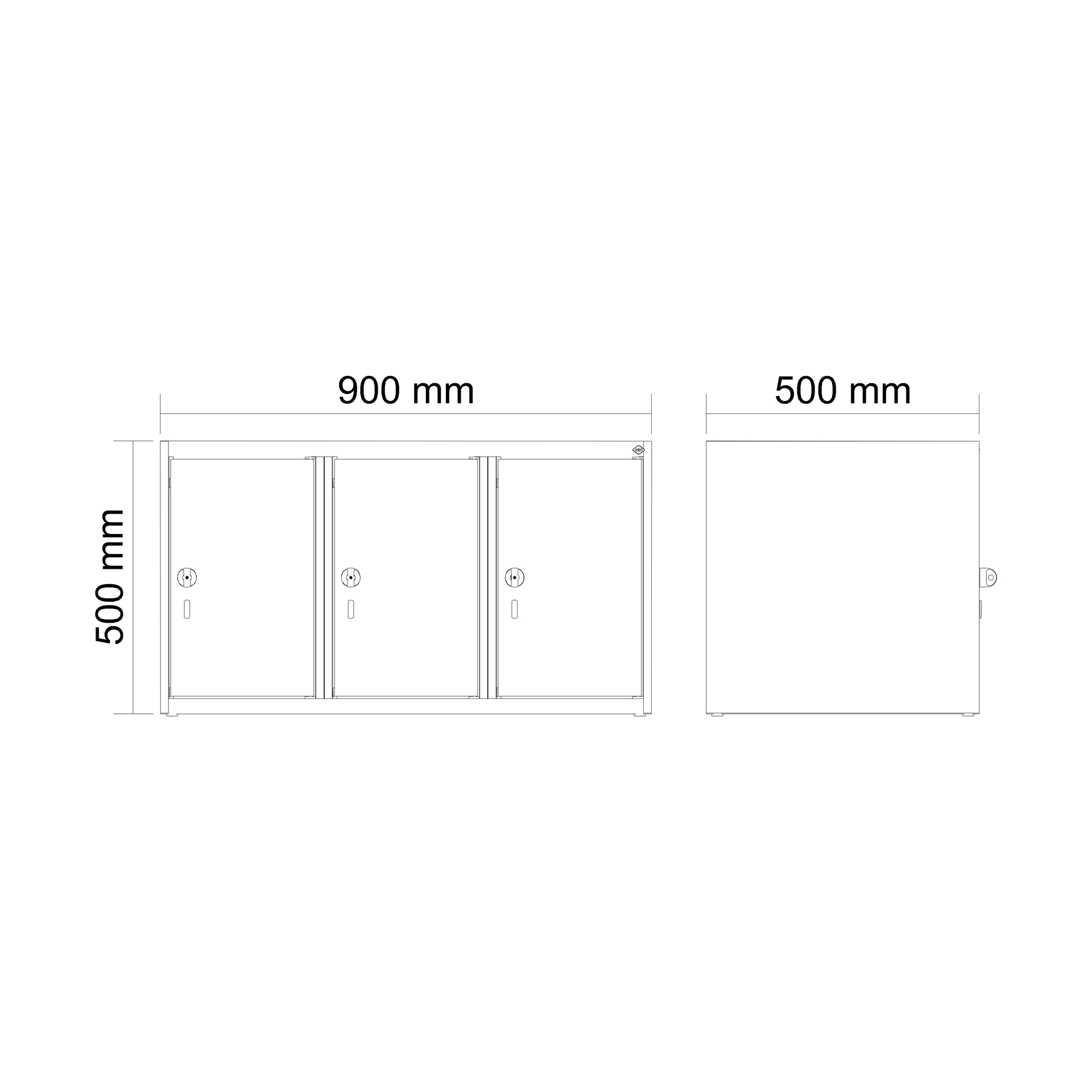 C+P Aufsatzschrank Evolo PLUS, 3 Abteile, 500x900x500mm