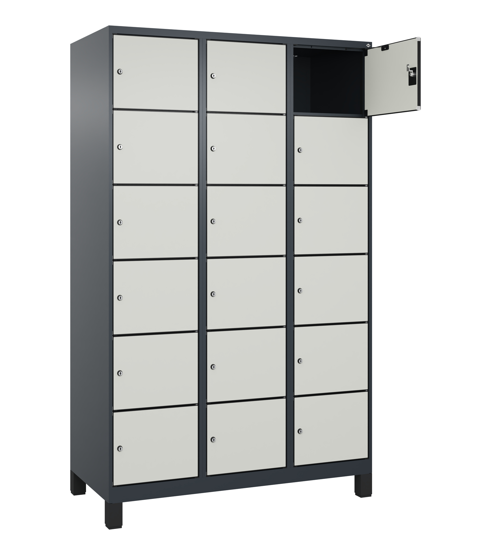 C+P Schlie�fachschrank Evolo PLUS, F��e, 18 F�cher, 1950x1200x500mm