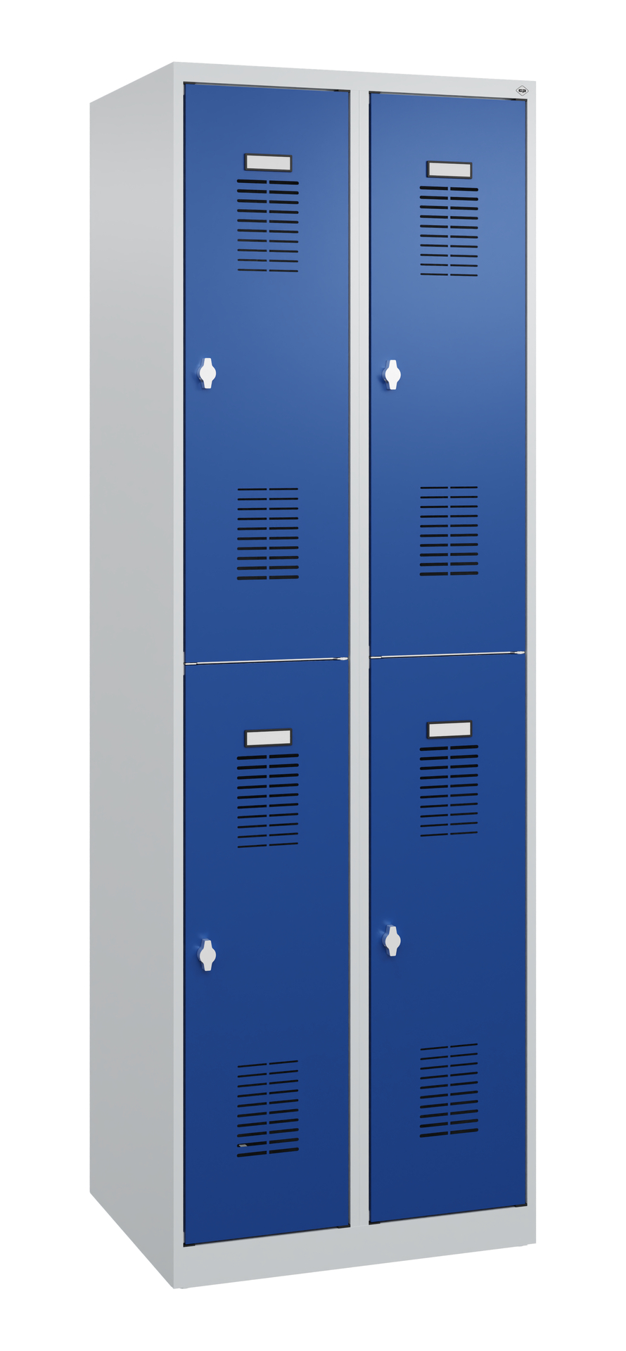 C+P Doppelstöckiger Spind Basis PLUS, 4 Fächer, 1850x600x500mm, 7035/5010