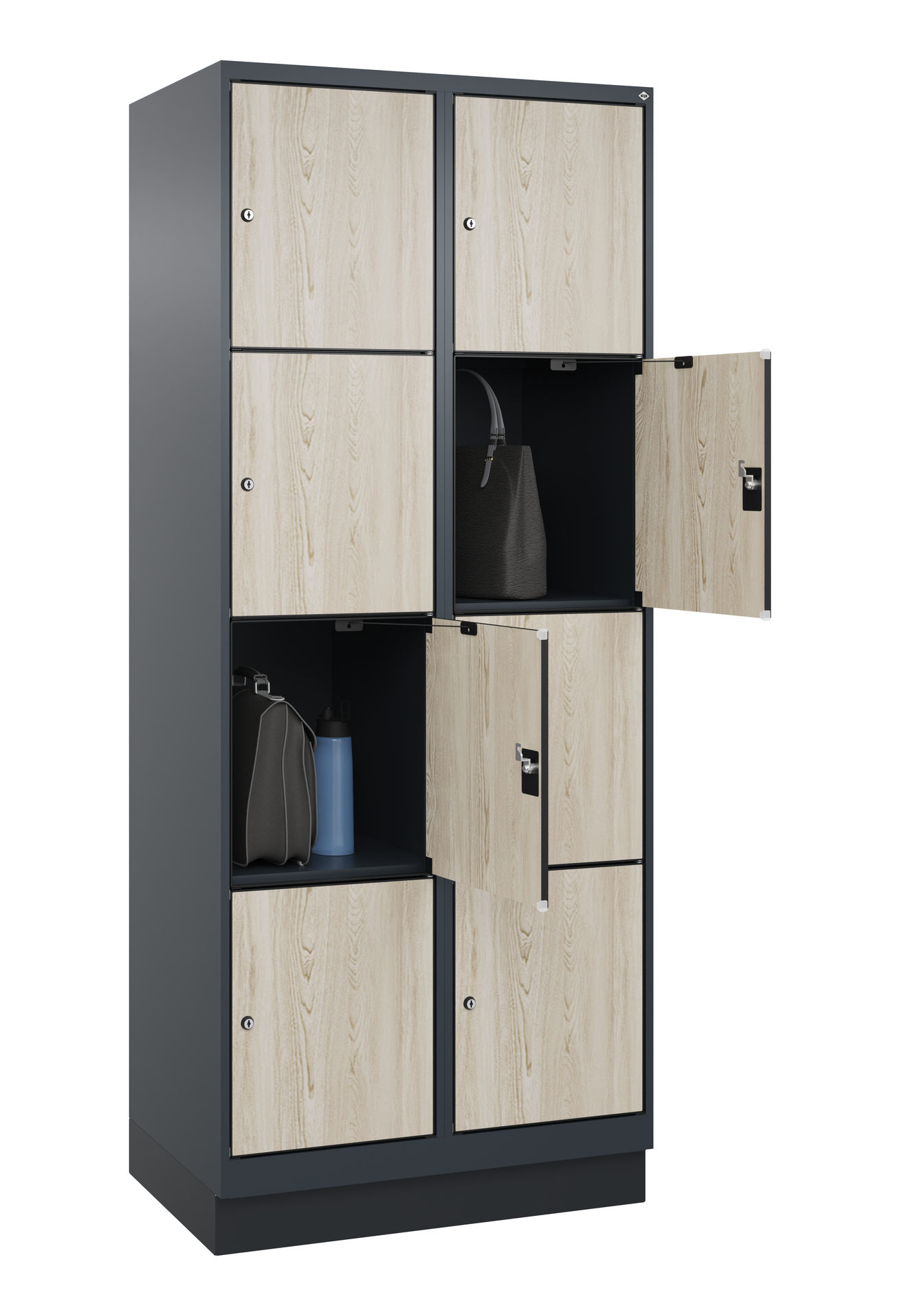 C+P Schlie�fachschrank Evolo PLUS, Sockel, 8 F�cher, 1950x800x500mm