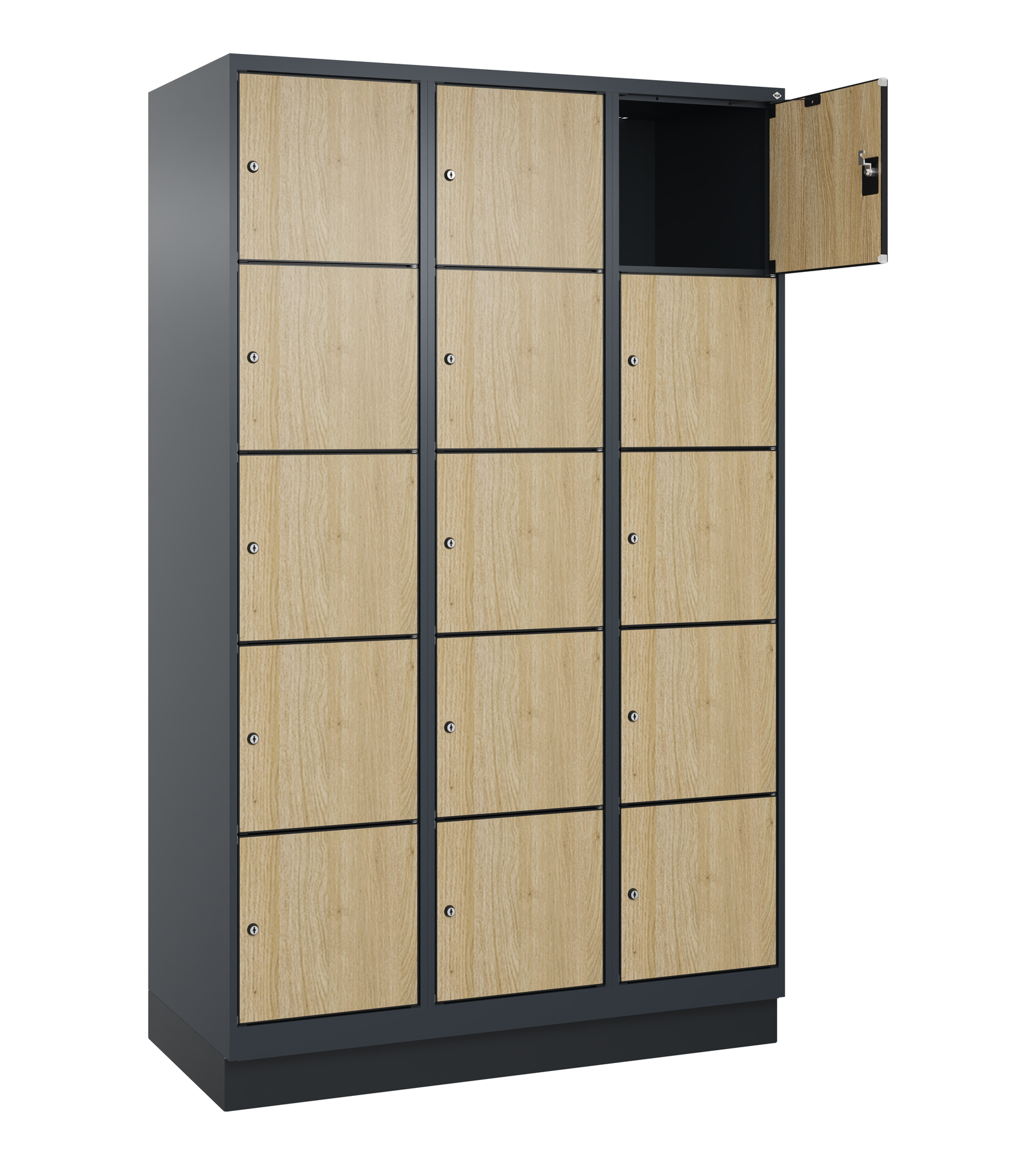 C+P Schlie�fachschrank Evolo PLUS, Sockel, 15 F�cher, 1950x1200x500mm