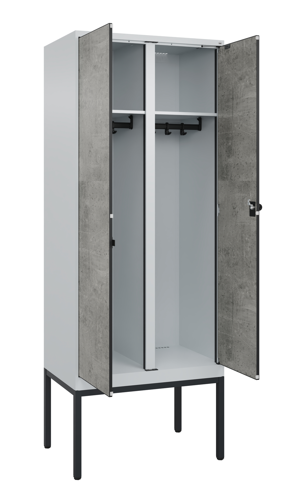 C+P Schwarz-Wei�-Spind Evolo PLUS, Gestell, 2 Abteile, 2120x800x500mm