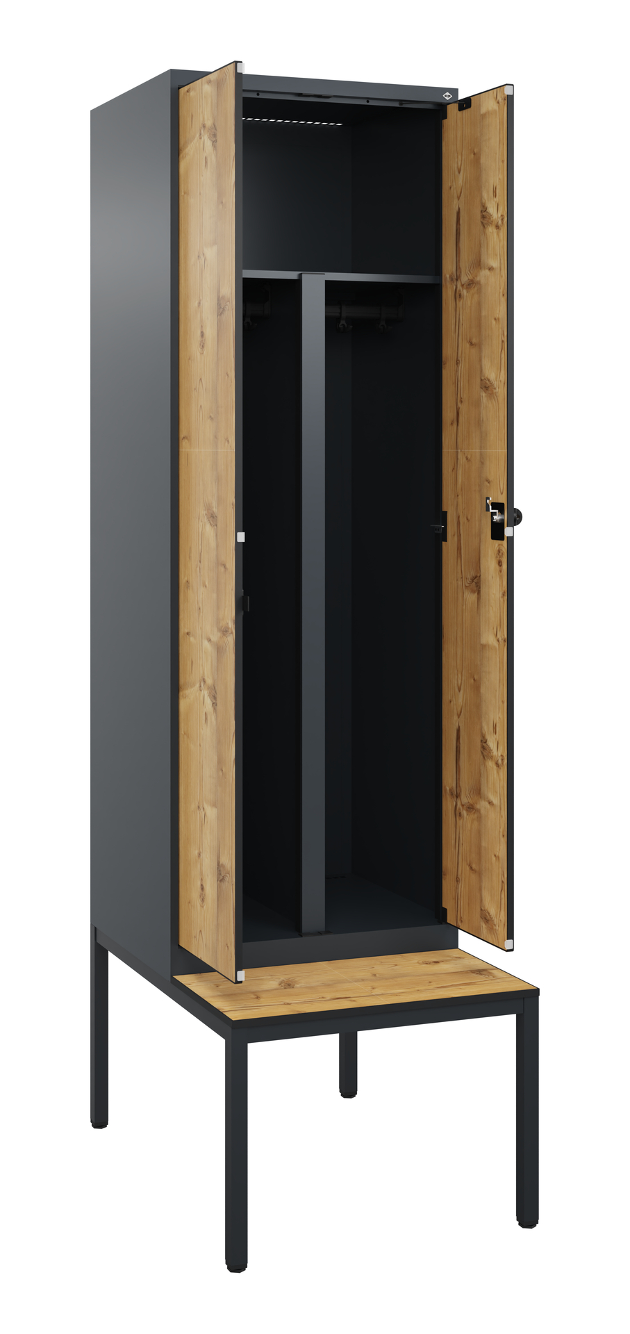 C+P PSA Schwarz-Wei�-Spind Evolo PLUS, Bank, 2 Abteile, 2120x600x815mm