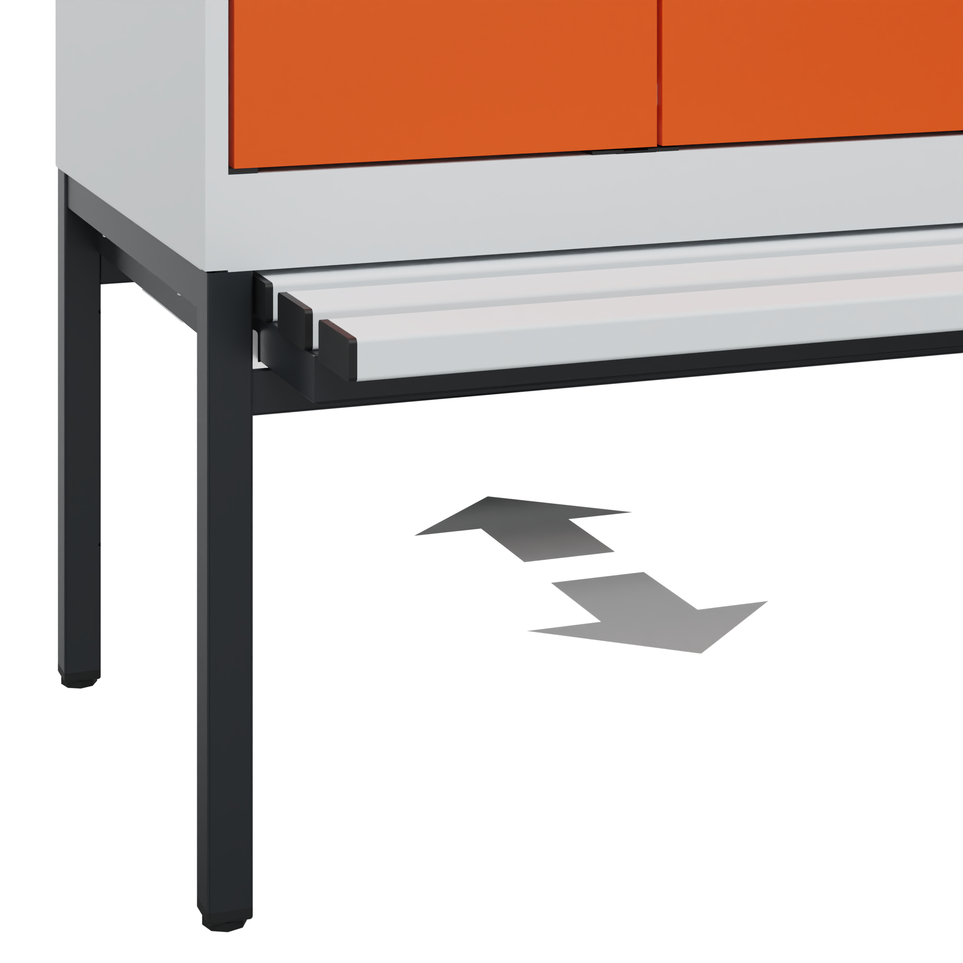 C+P Schwarz-Weiß-Spind Evolo PLUS, Bank, 2 Abteile, 2120x600x815mm