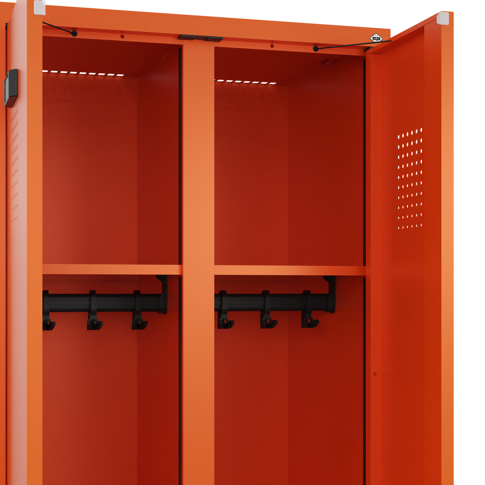 C+P Schwarz-Weiß-Spind Evolo PLUS, Bank, 4 Abteile, 2120x1200x815mm