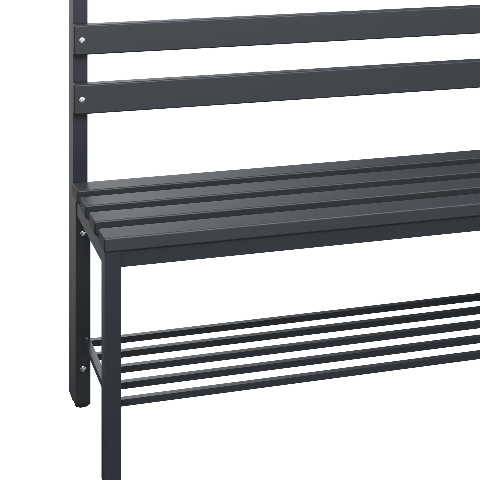 C+P Garderobenbank Solid, 1716x1000x412mm, 7021/Schwarzgrau