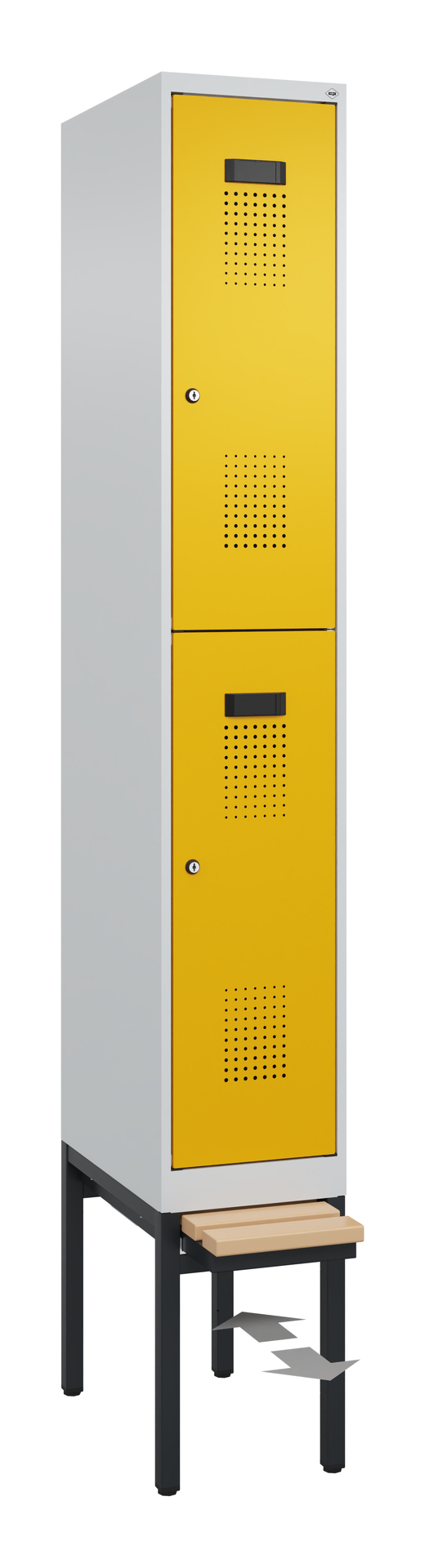 C+P Doppelstöckiger Spind Evolo PLUS, 2 Fächer, 2120x300x815mm