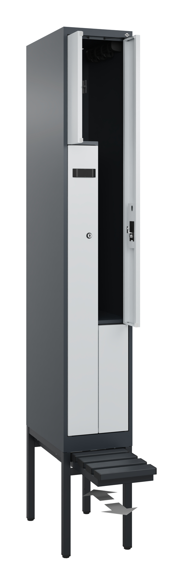 C+P Z-Spind Evolo PLUS, Bank, 2 Fächer, 2120x300x815mm