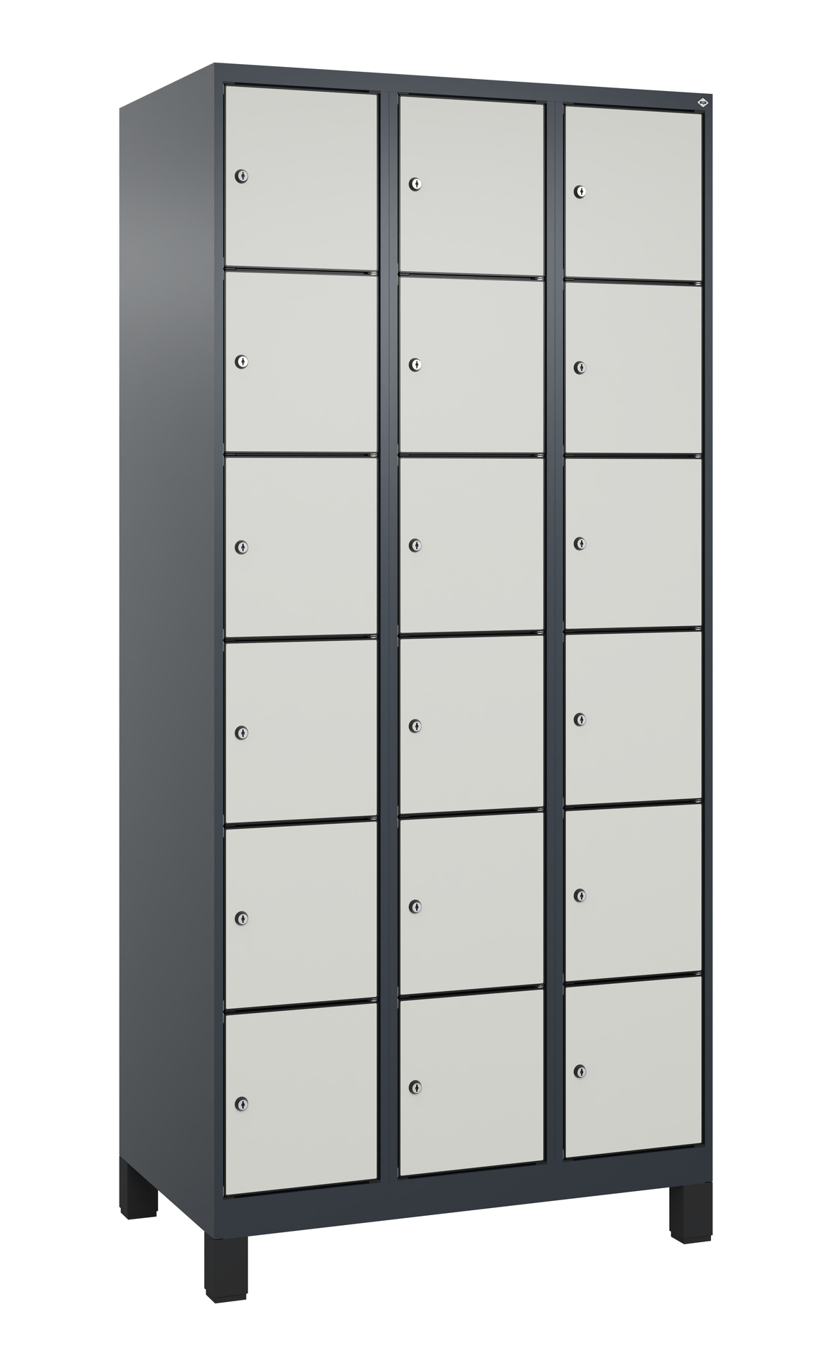 C+P Schlie�fachschrank Evolo PLUS, F��e, 18 F�cher, 1950x900x500mm