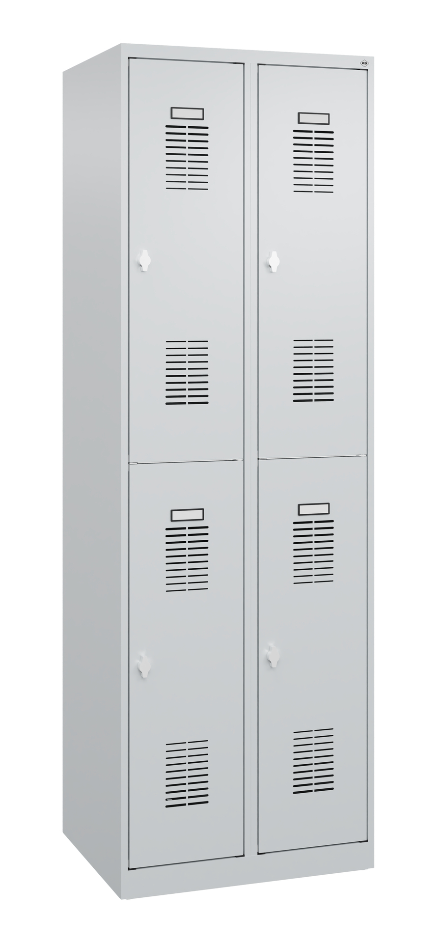 C+P Doppelstöckiger Spind Basis PLUS, 4 Fächer, 1850x600x500mm, 7035/7035