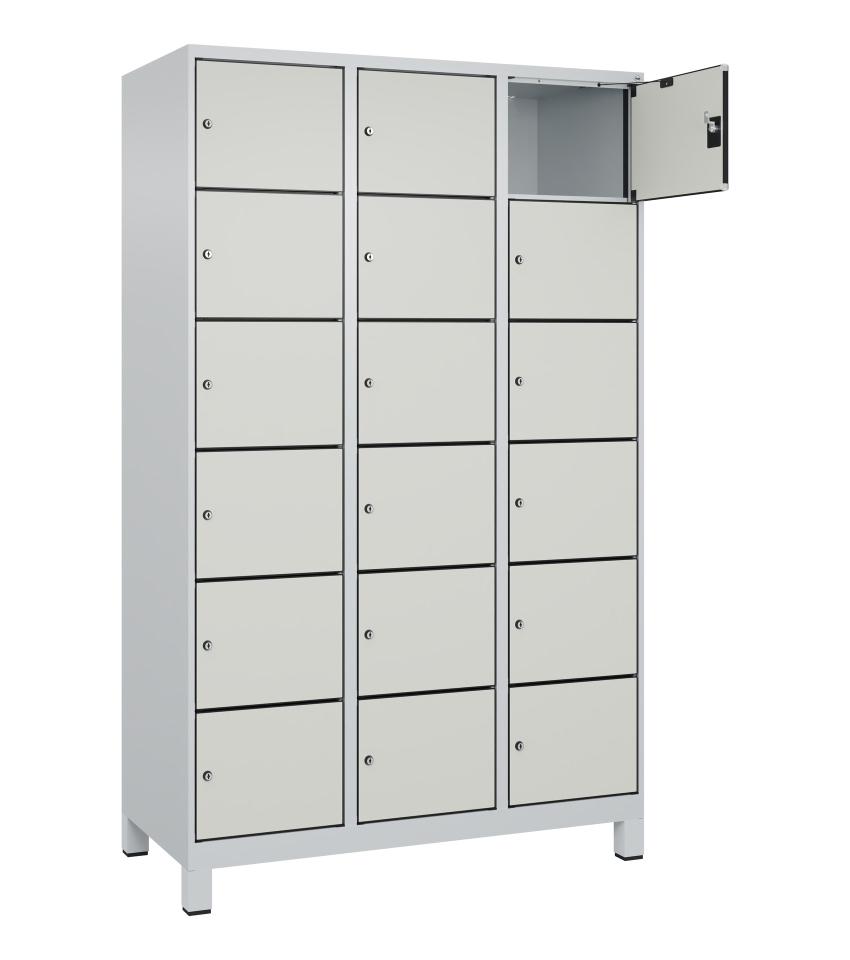C+P Schlie�fachschrank Evolo PLUS, F��e, 18 F�cher, 1950x1200x500mm