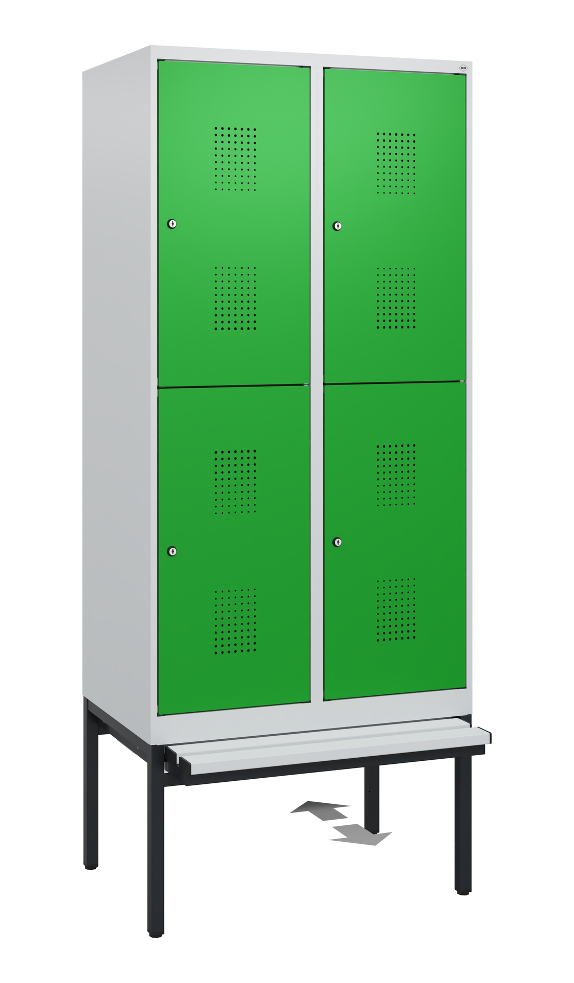 C+P Doppelstöckiger Spind Evolo PLUS, 4 Fächer, 1950x800x815mm