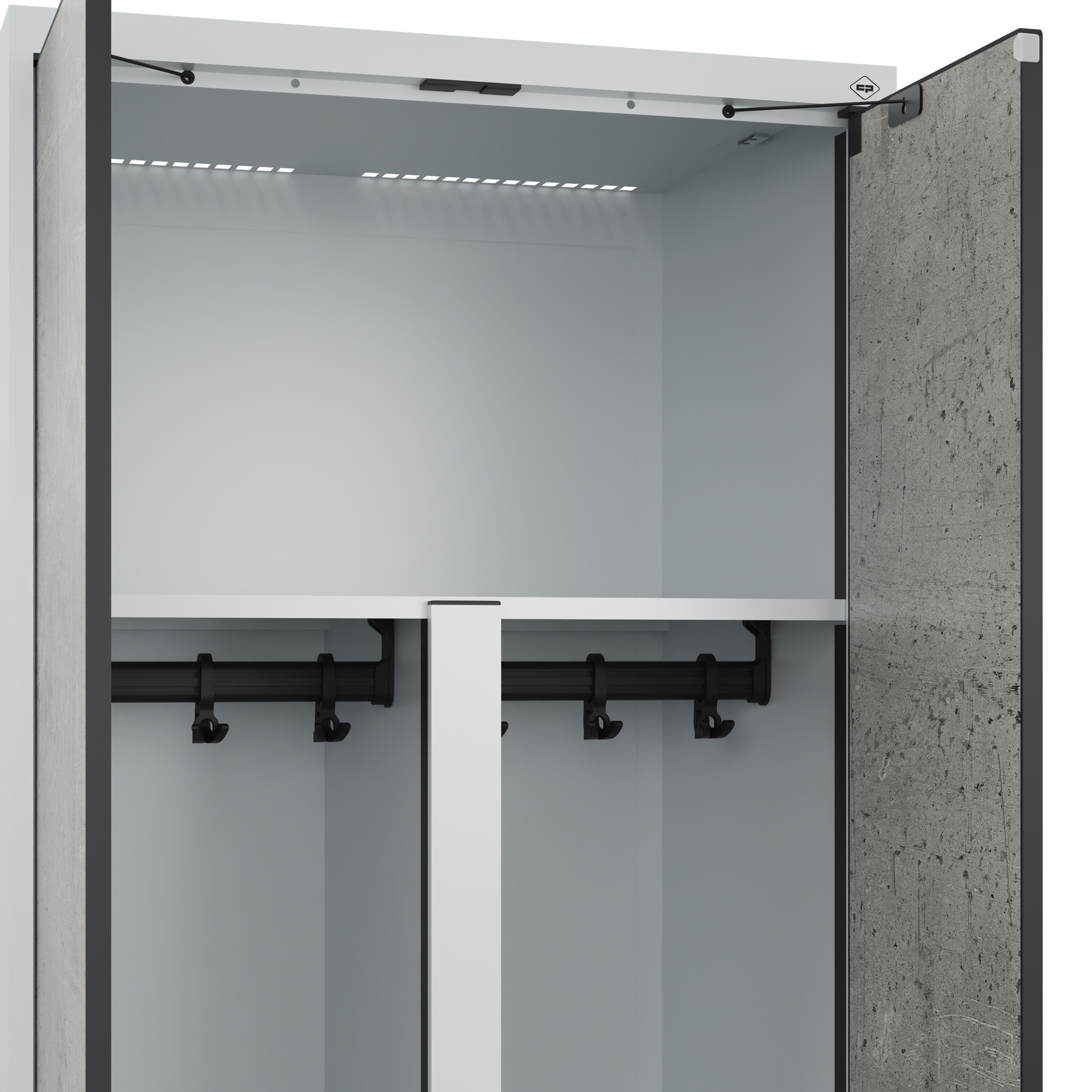 C+P PSA Schwarz-Wei�-Spind Evolo PLUS, Gestell, 4 Abteile, 2120x1200x500mm