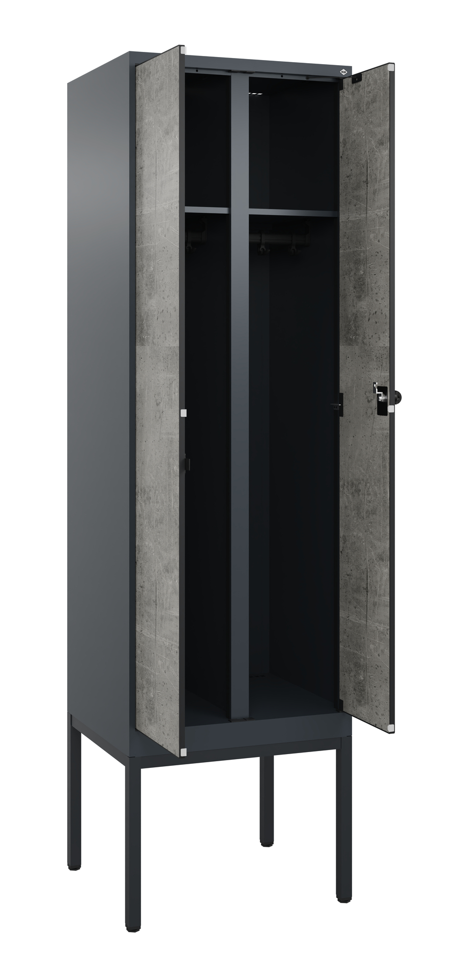 C+P Schwarz-Wei�-Spind Evolo PLUS, Gestell, 2 Abteile, 2120x600x500mm C+P Schwarz-Wei�-Spind Evolo PLUS, Gestell, 2 Abteile, 2120x600x500mm