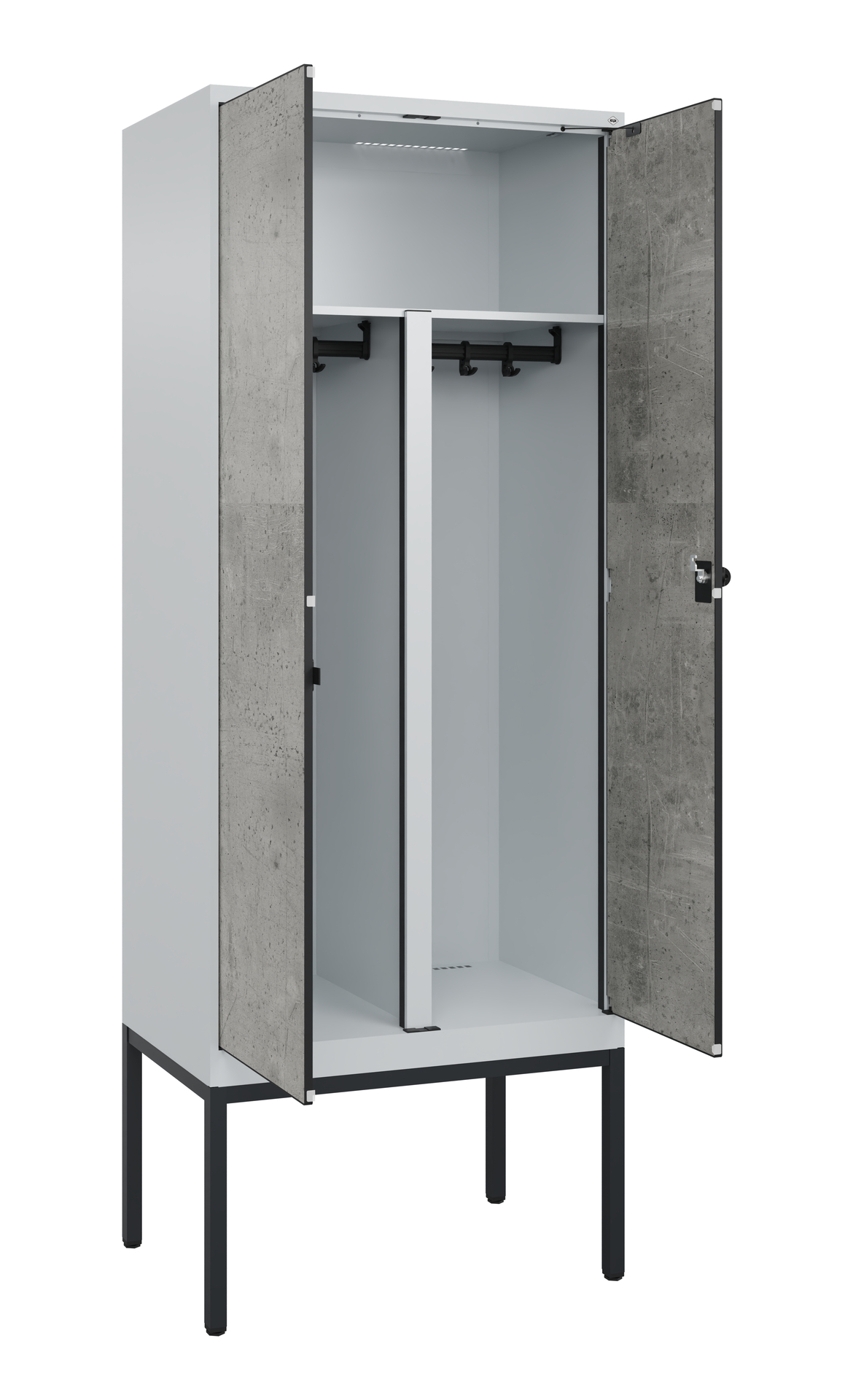 C+P PSA Schwarz-Wei�-Spind Evolo PLUS, Gestell, 2 Abteile, 2120x800x500mm