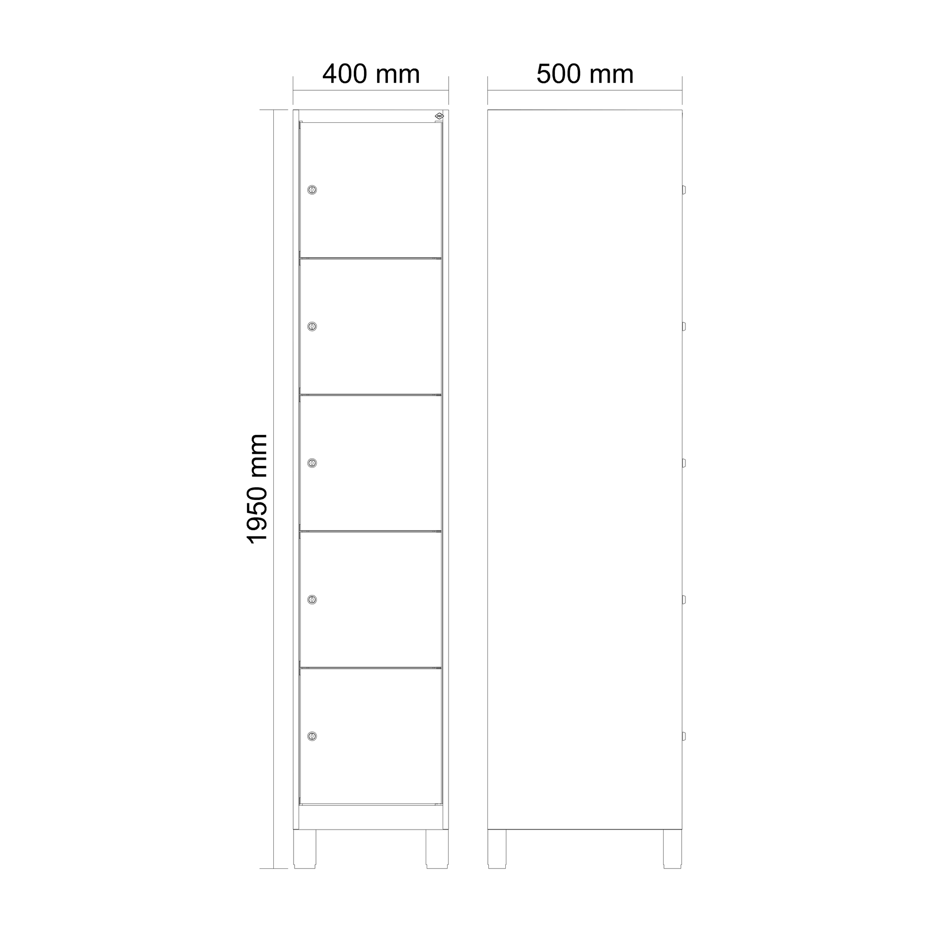 C+P Schlie�fachschrank Evolo PLUS, F��e, 5 F�cher, 1950x400x500mm