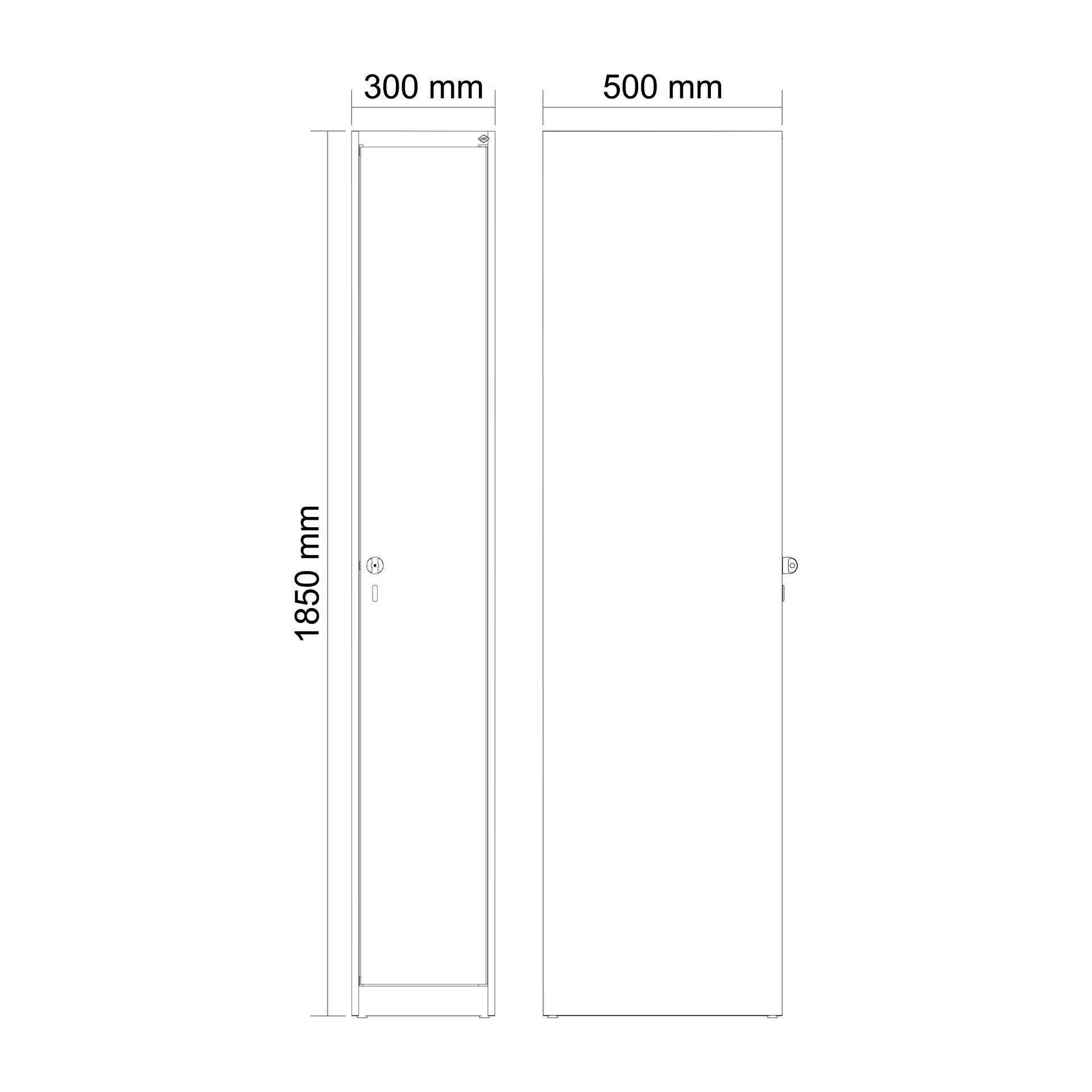 C+P Spind Evolo PLUS, 1 Abteil, 1850x300x500mm C+P Spind Evolo PLUS, 1 Abteil, 1850x300x500mm
