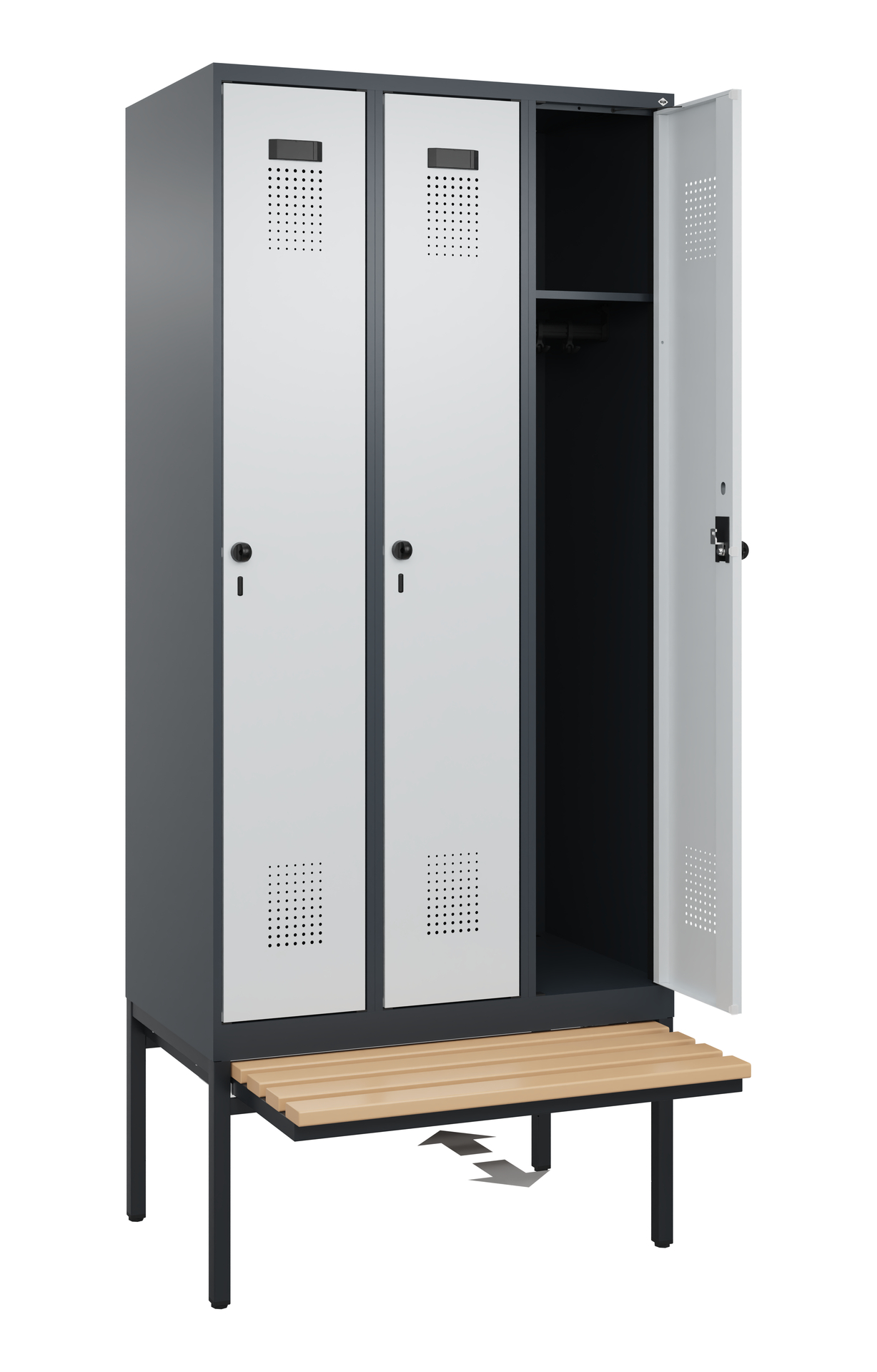 C+P Spind Evolo PLUS, Bank, 3 Abteile, 2120x900x815mm