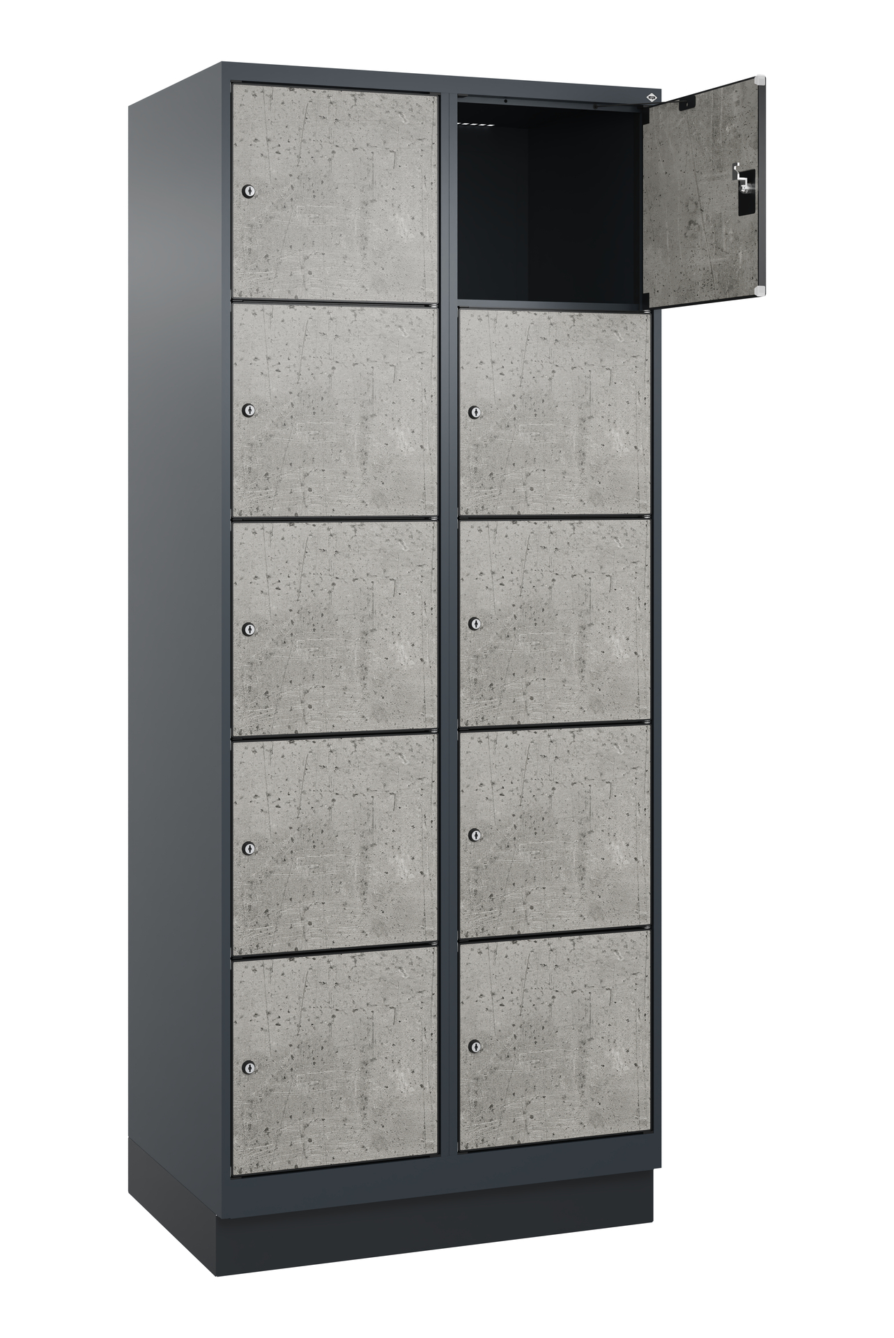 C+P Schlie�fachschrank Evolo PLUS, Sockel, 10 F�cher, 1950x800x500mm