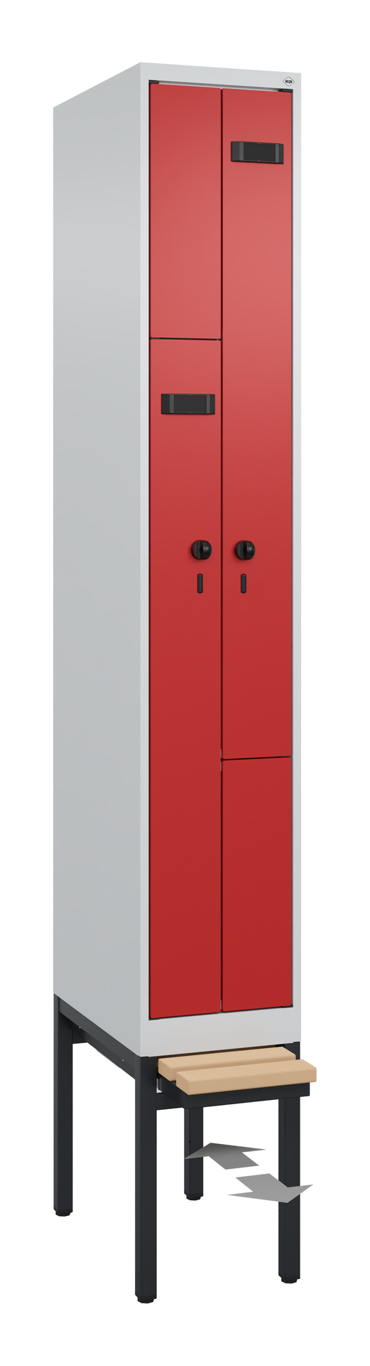 C+P Z-Spind Evolo PLUS, Bank, 2 Fächer, 2120x300x815mm