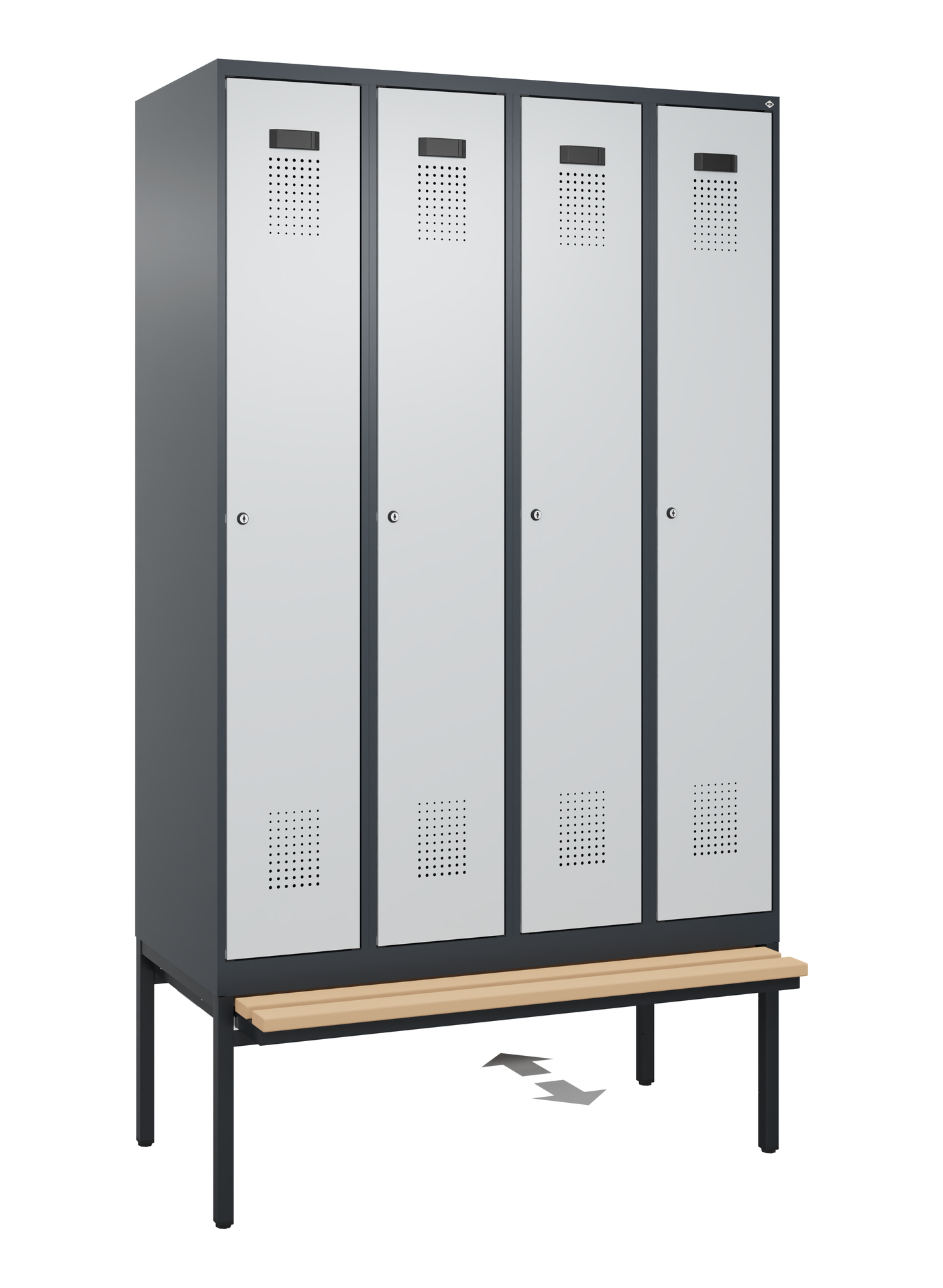 C+P Spind Evolo PLUS, Bank, 4 Abteile, 2120x1200x815mm