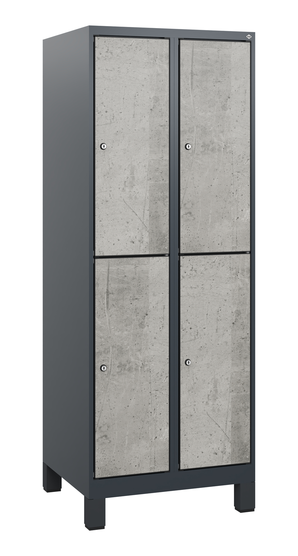 C+P Doppelst�ckiger Schulspind Evolo PLUS, F��e, 4 F�cher, 1630x600x500mm