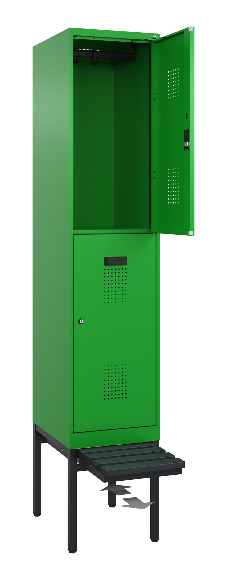 C+P Doppelstöckiger Spind Evolo PLUS, 2 Fächer, 2120x400x815mm