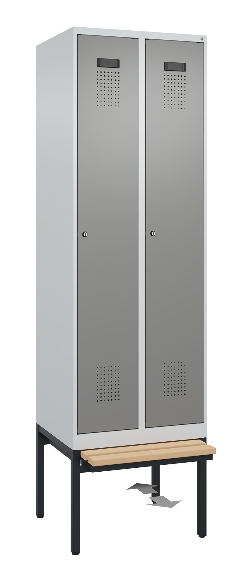 C+P Spind Evolo PLUS, Bank, 2 Abteile, 2120x600x815mm