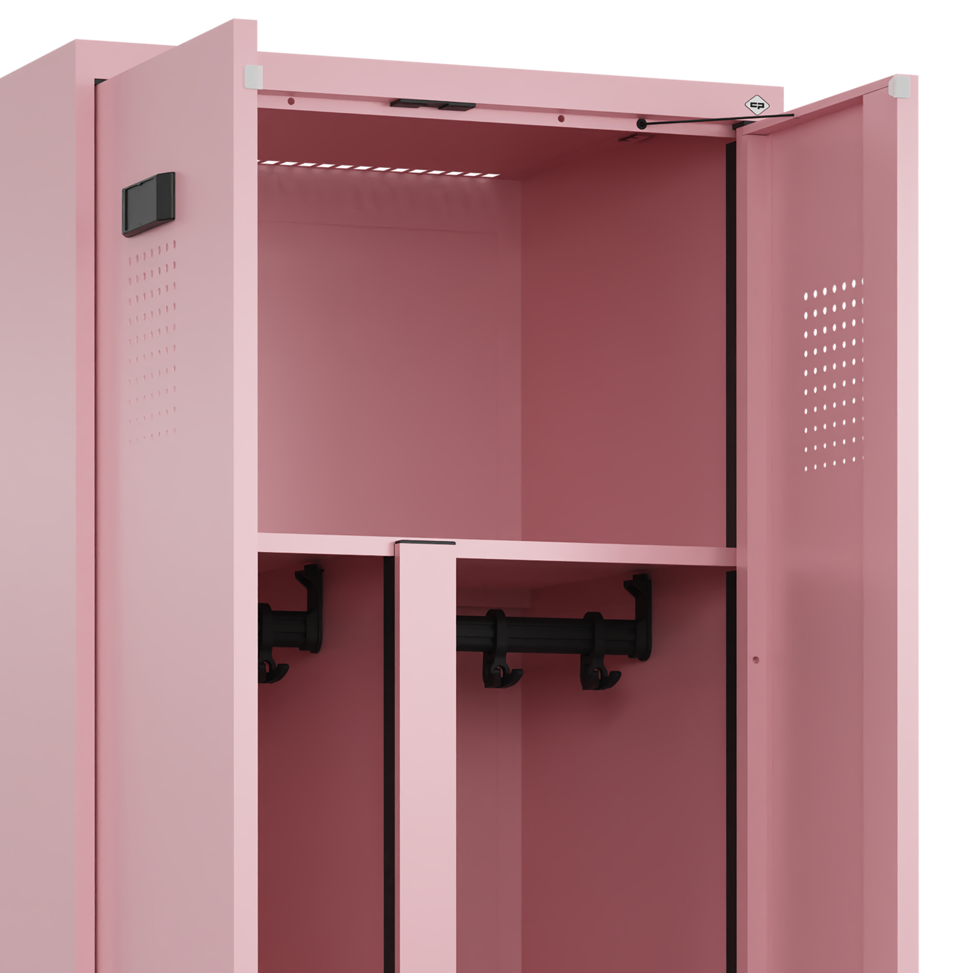 C+P PSA Schwarz-Weiß-Spind Evolo PLUS, Bank, 2 Abteile, 2120x800x815mm