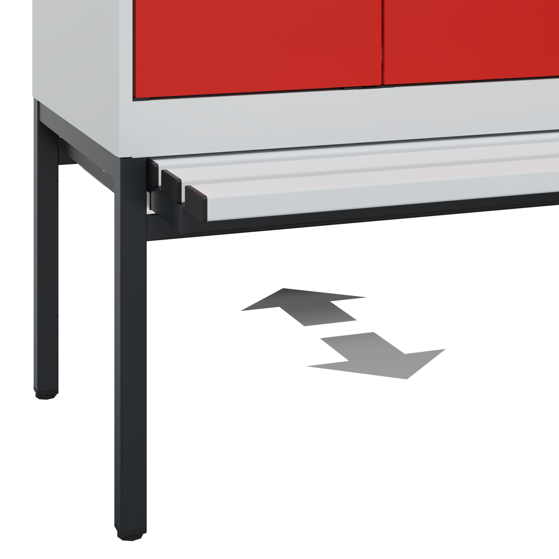 C+P Schwarz-Weiß-Spind Evolo PLUS, Bank, 4 Abteile, 2120x1200x815mm