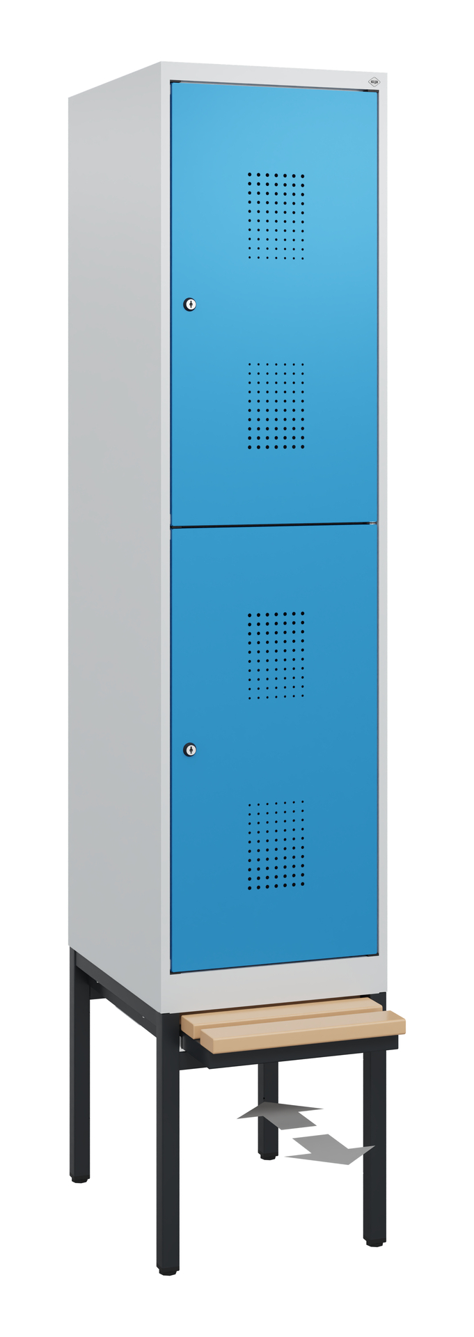 C+P Doppelstöckiger Spind Evolo PLUS, 2 Fächer, 1950x400x815mm