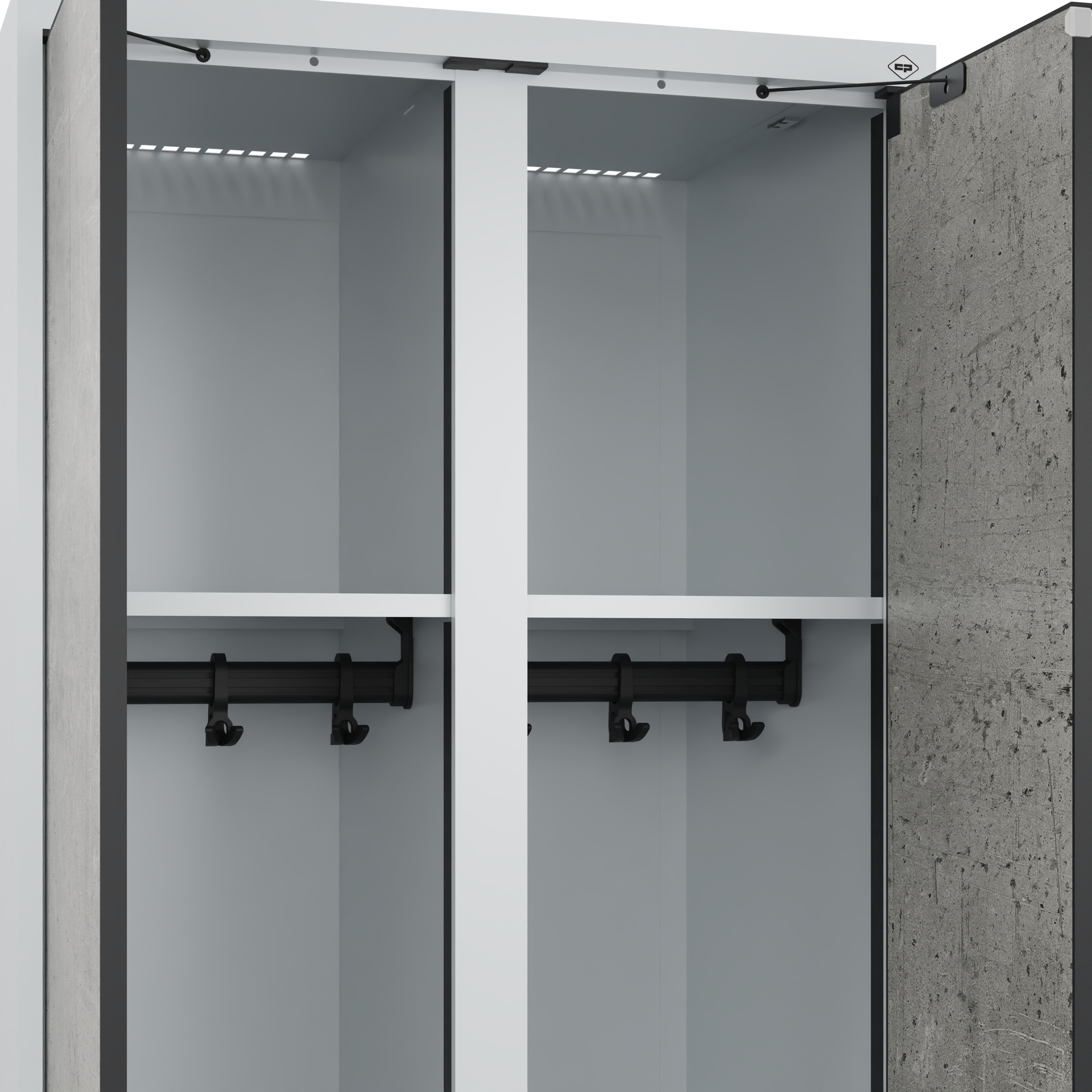 C+P Schwarz-Wei�-Spind Evolo PLUS, Gestell, 2 Abteile, 2120x600x500mm