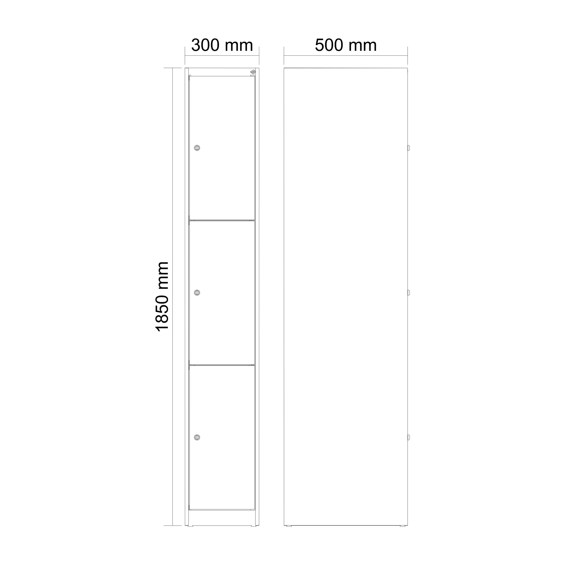 C+P Schlie�fachschrank Evolo PLUS, 3 F�cher, 1850x300x500mm C+P Schlie�fachschrank Evolo PLUS, 3 F�cher, 1850x300x500mm