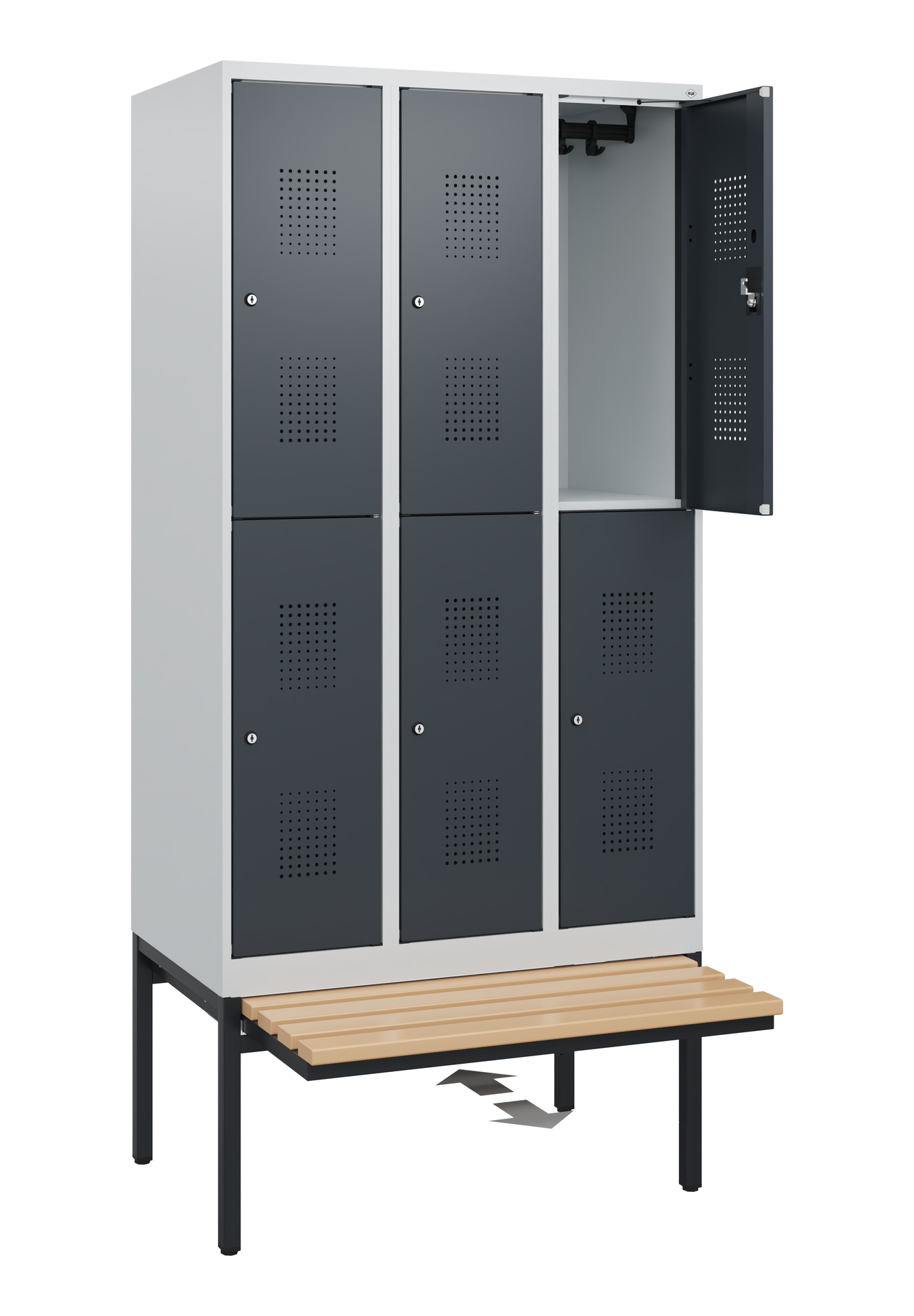 C+P Doppelstöckiger Spind Evolo PLUS, 6 Fächer, 1950x900x815mm