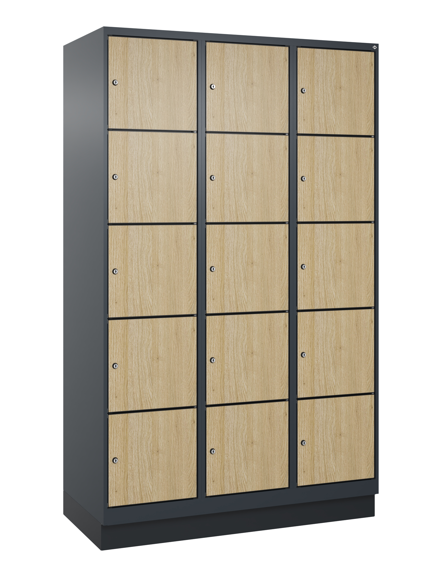 C+P Schlie�fachschrank Evolo PLUS, Sockel, 15 F�cher, 1950x1200x500mm