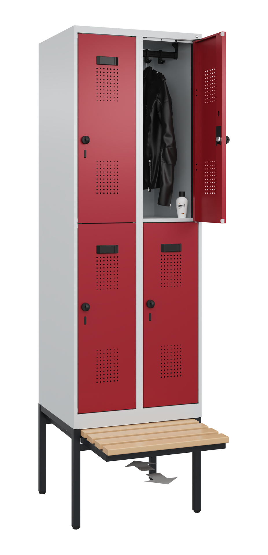 C+P Doppelstöckiger Spind Evolo PLUS, 4 Fächer, 2120x600x815mm