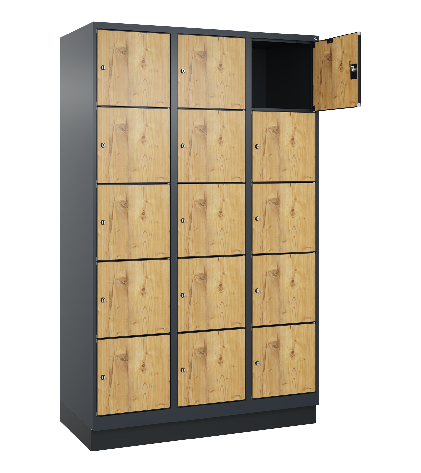 C+P Schlie�fachschrank Evolo PLUS, Sockel, 15 F�cher, 1950x1200x500mm