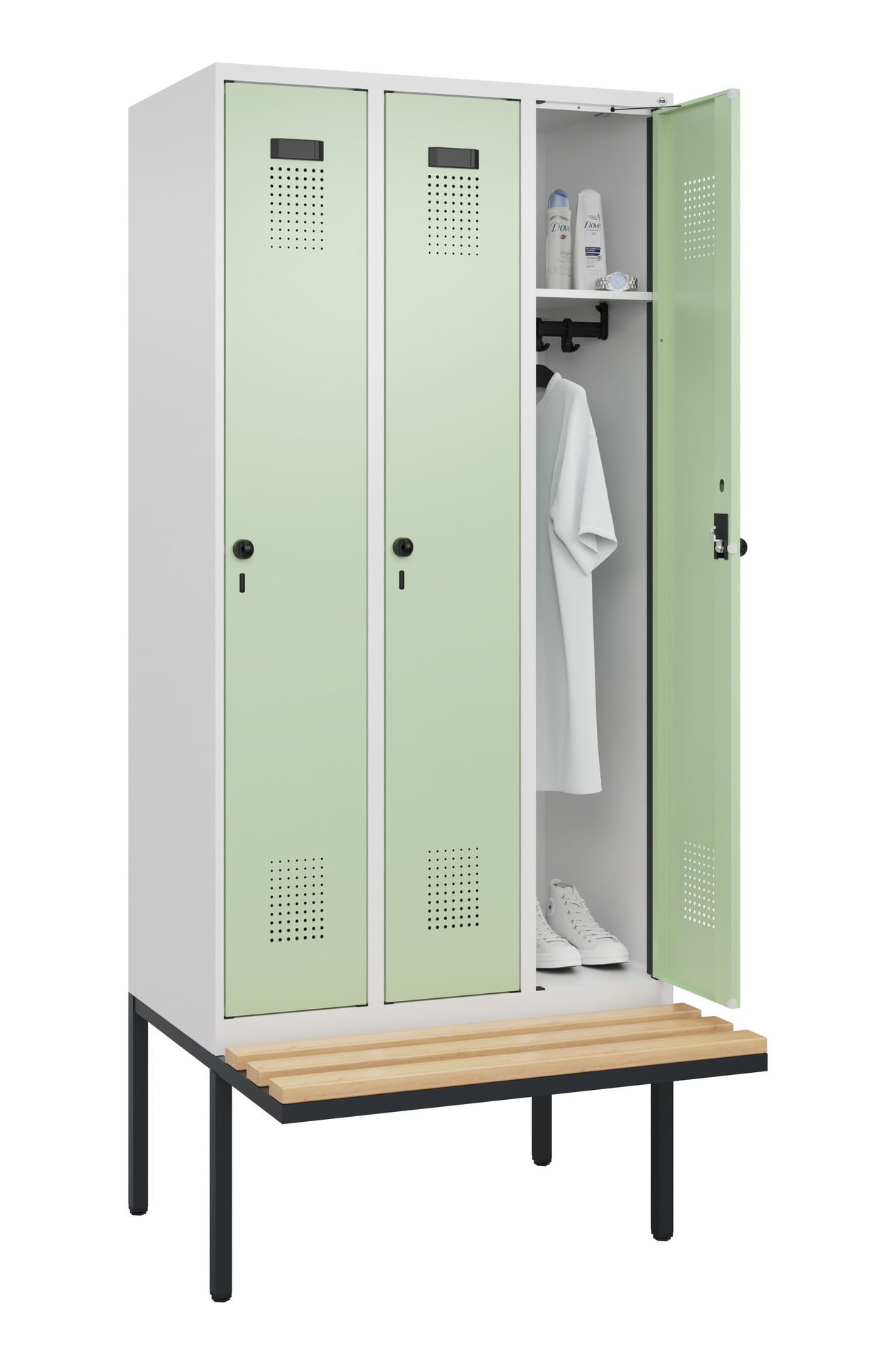 C+P Spind Evolo PLUS, Bank, 3 Abteile, 2120x900x81